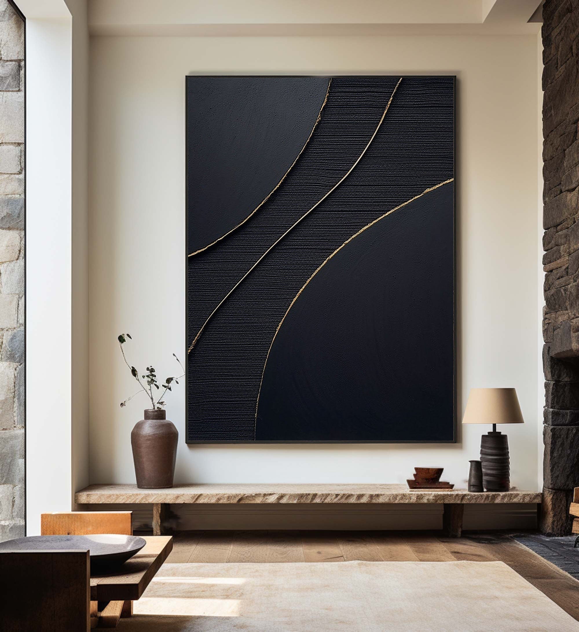 vipgallery Black & White Abstract Painting #CXA 011