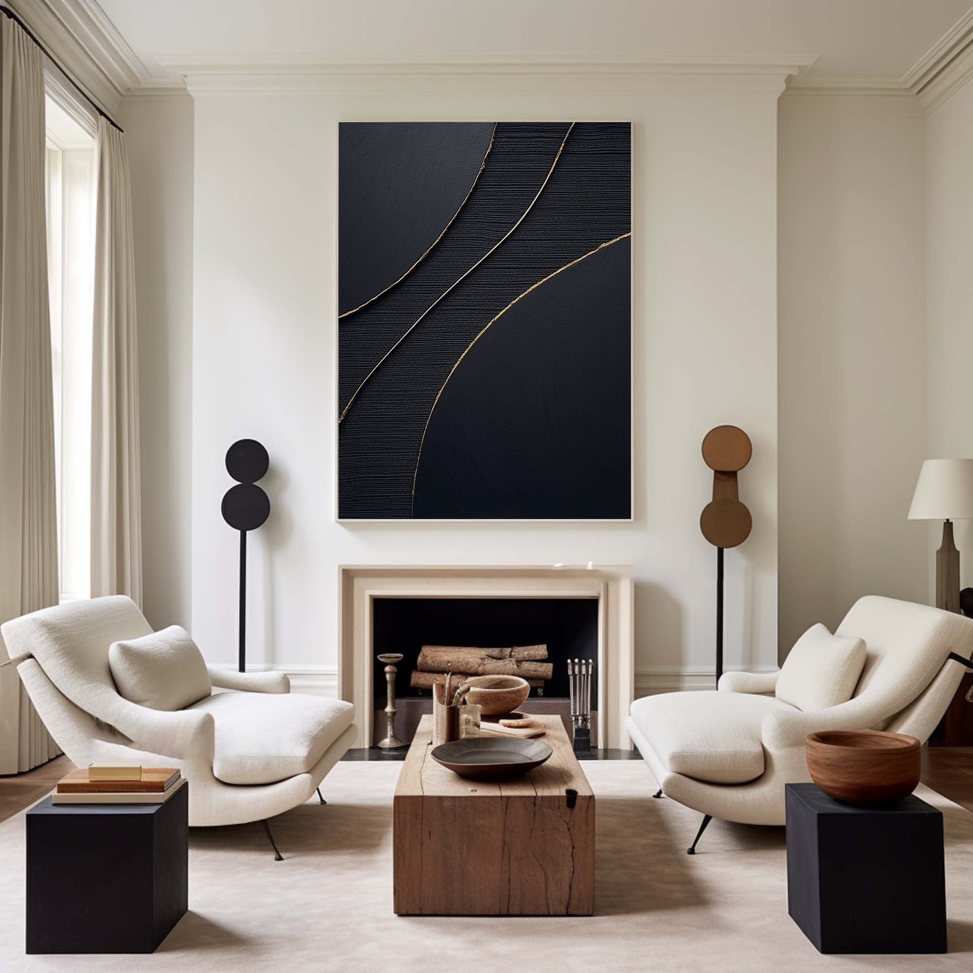 vipgallery Black & White Abstract Painting #CXA 011