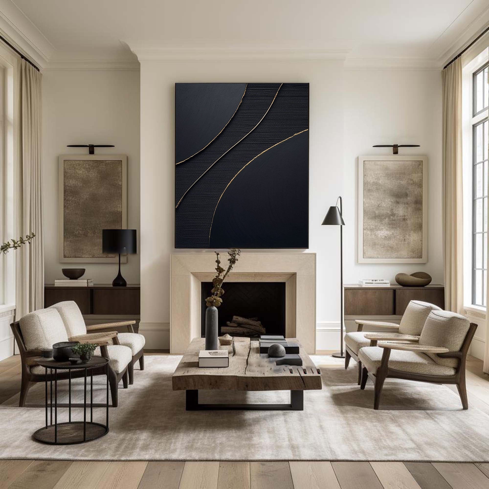 vipgallery Black & White Abstract Painting #CXA 011