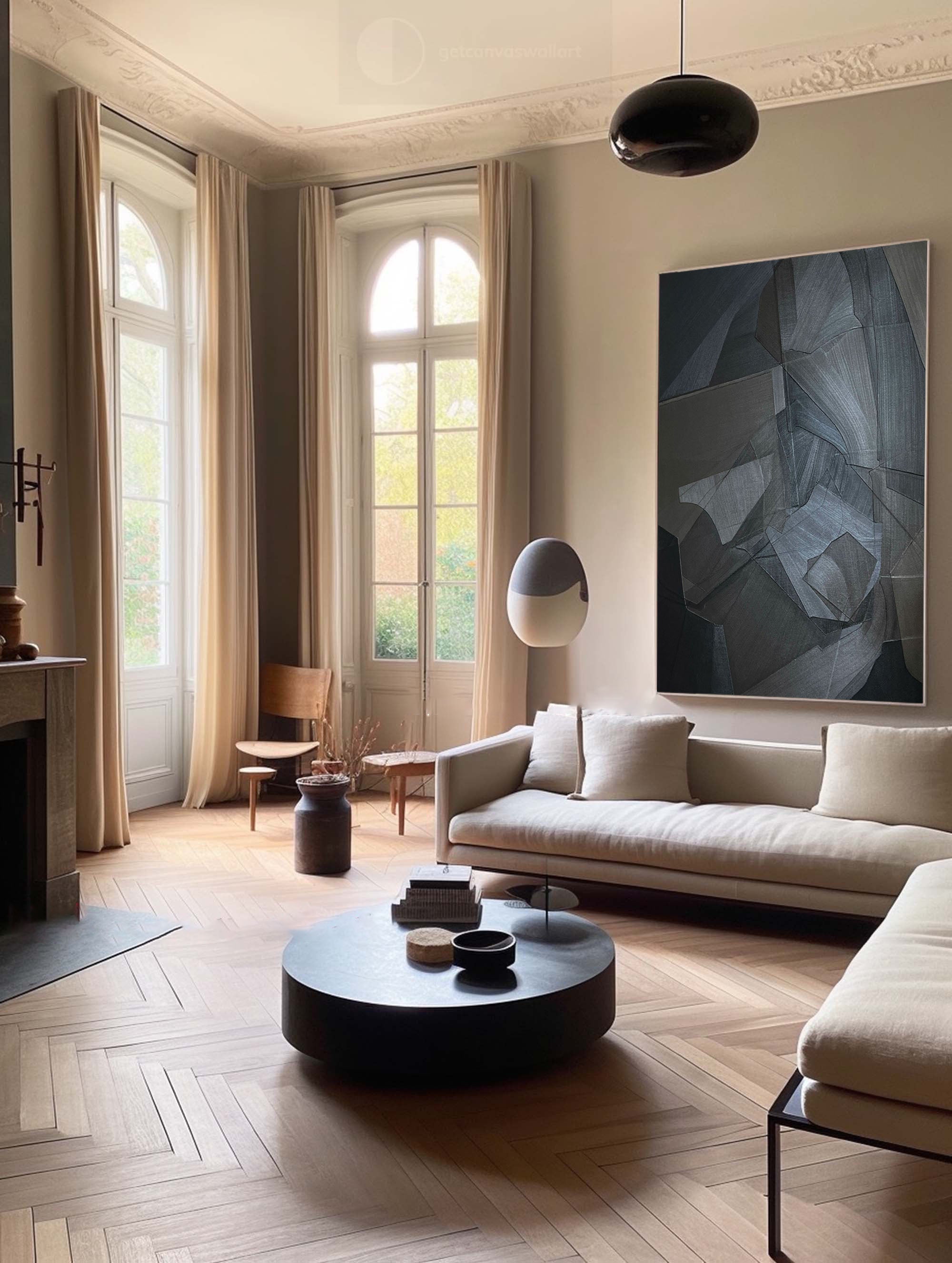 vipgallery Black & White Abstract Painting #CXA 015