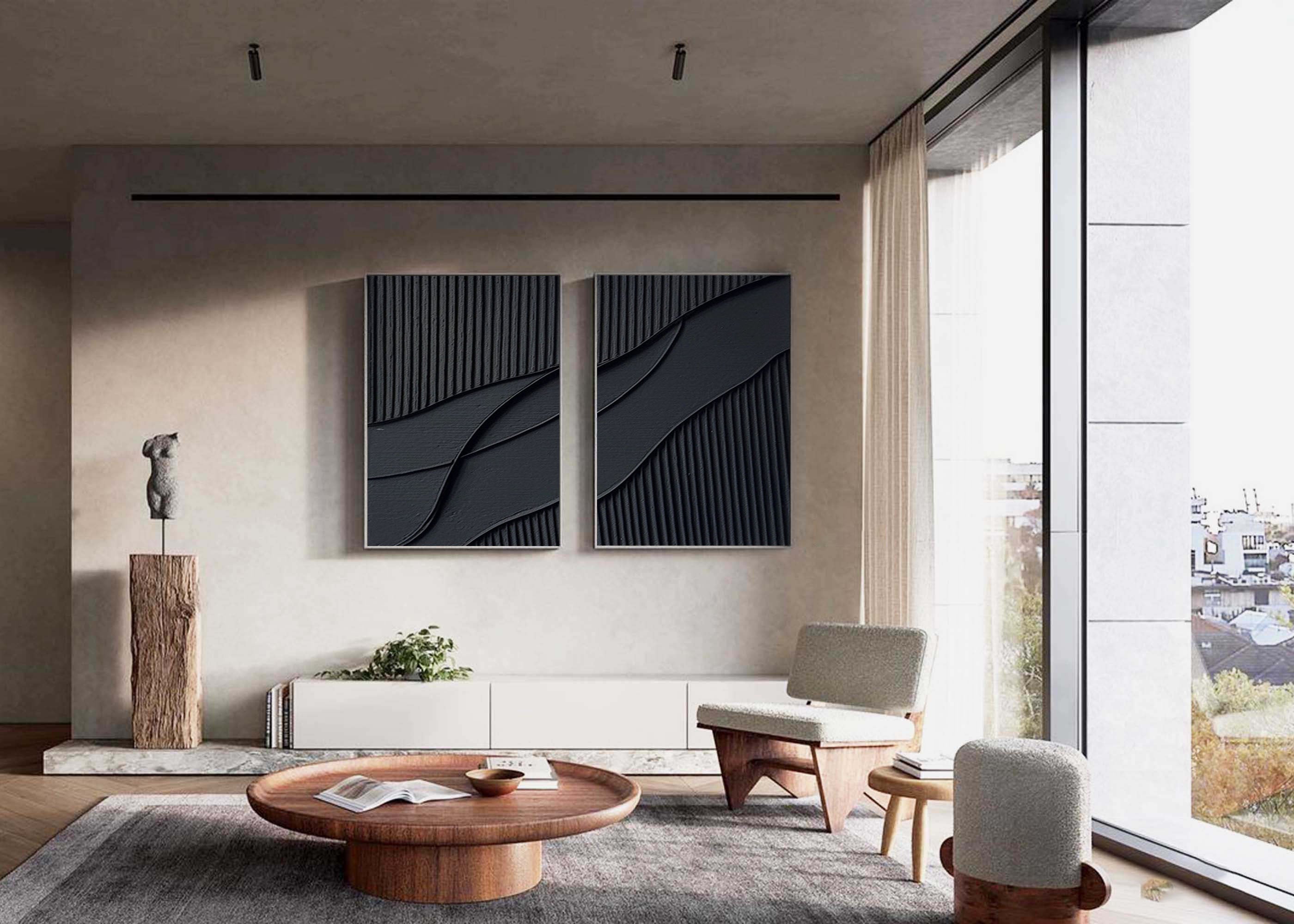 vipgallery Black Abstract Painting SET OF 2 #CXA 007
