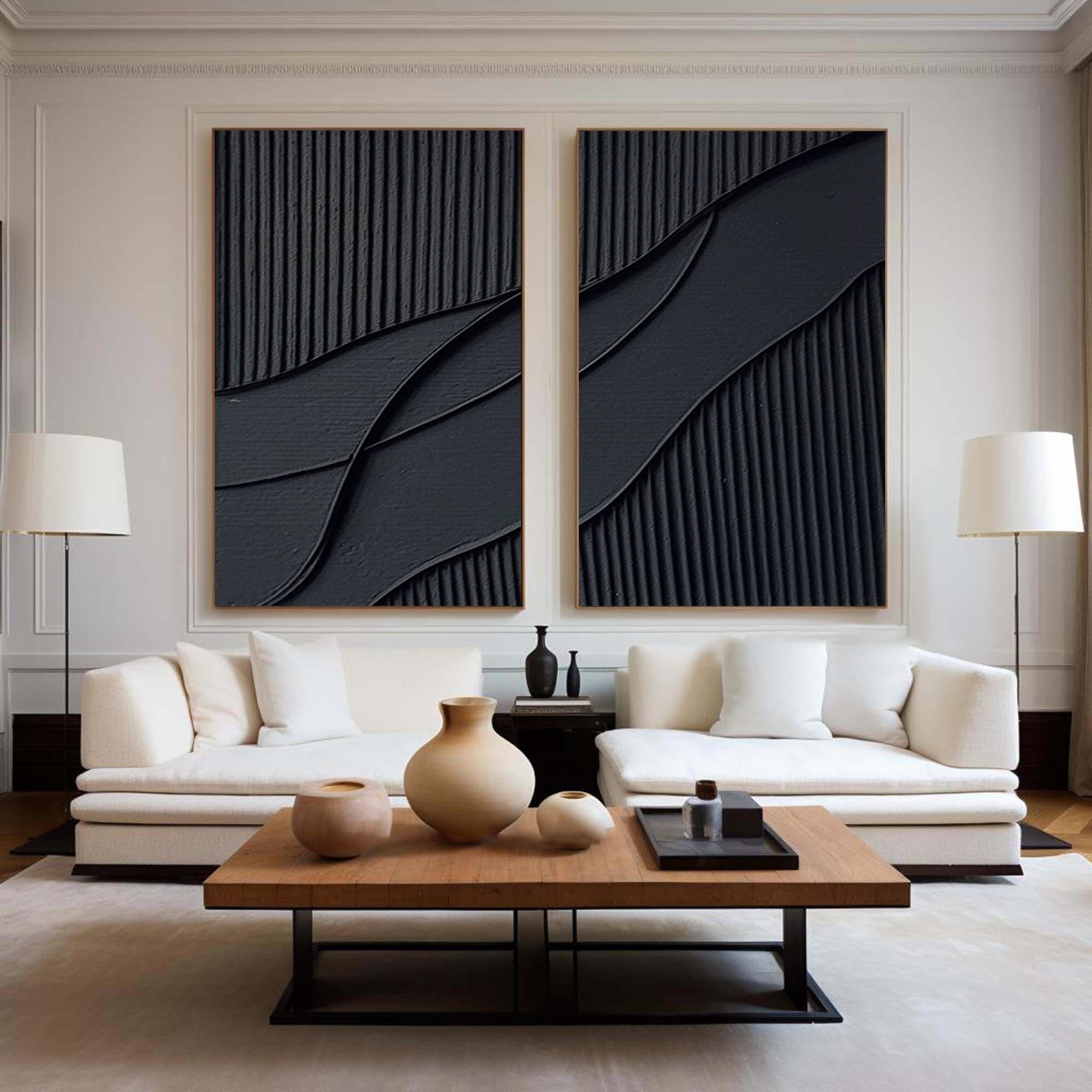 vipgallery Black Abstract Painting SET OF 2 #CXA 007