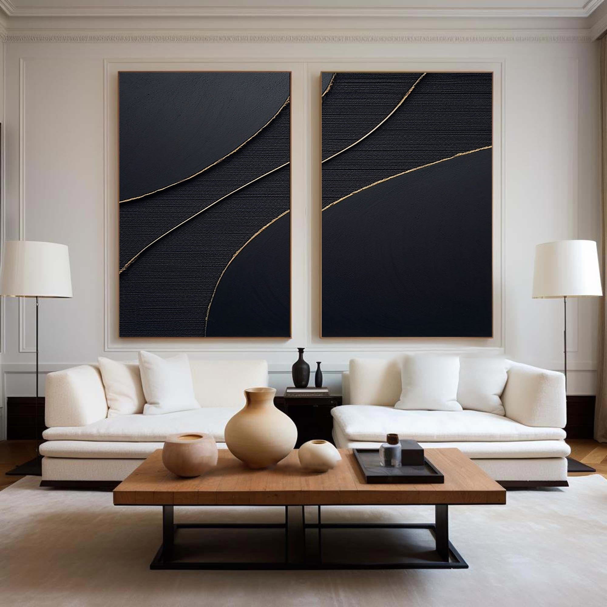 vipgallery Black Abstract Painting SET OF 2 #CXA 012