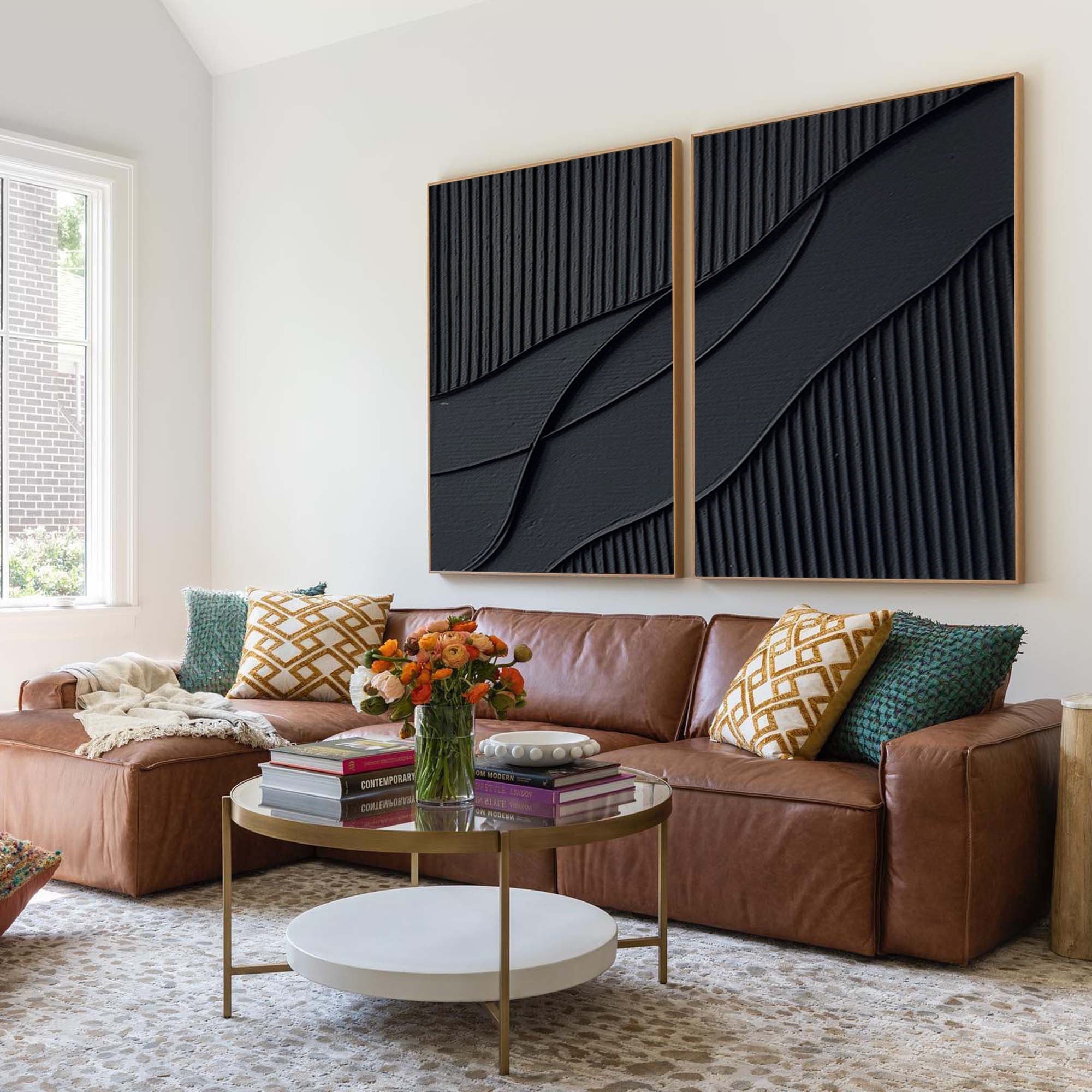 vipgallery Black Abstract Painting SET OF 2 #CXA 007