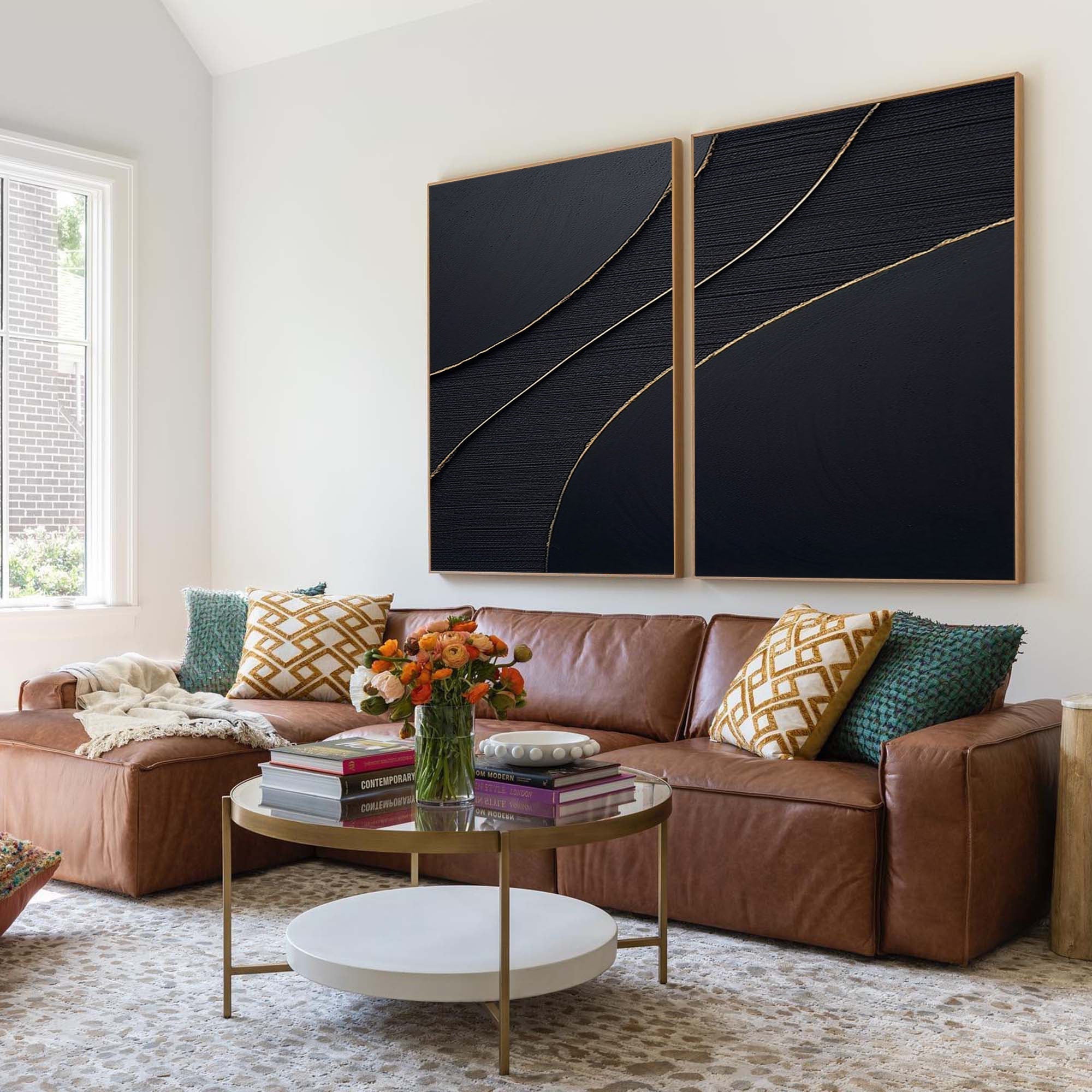 vipgallery Black Abstract Painting SET OF 2 #CXA 012