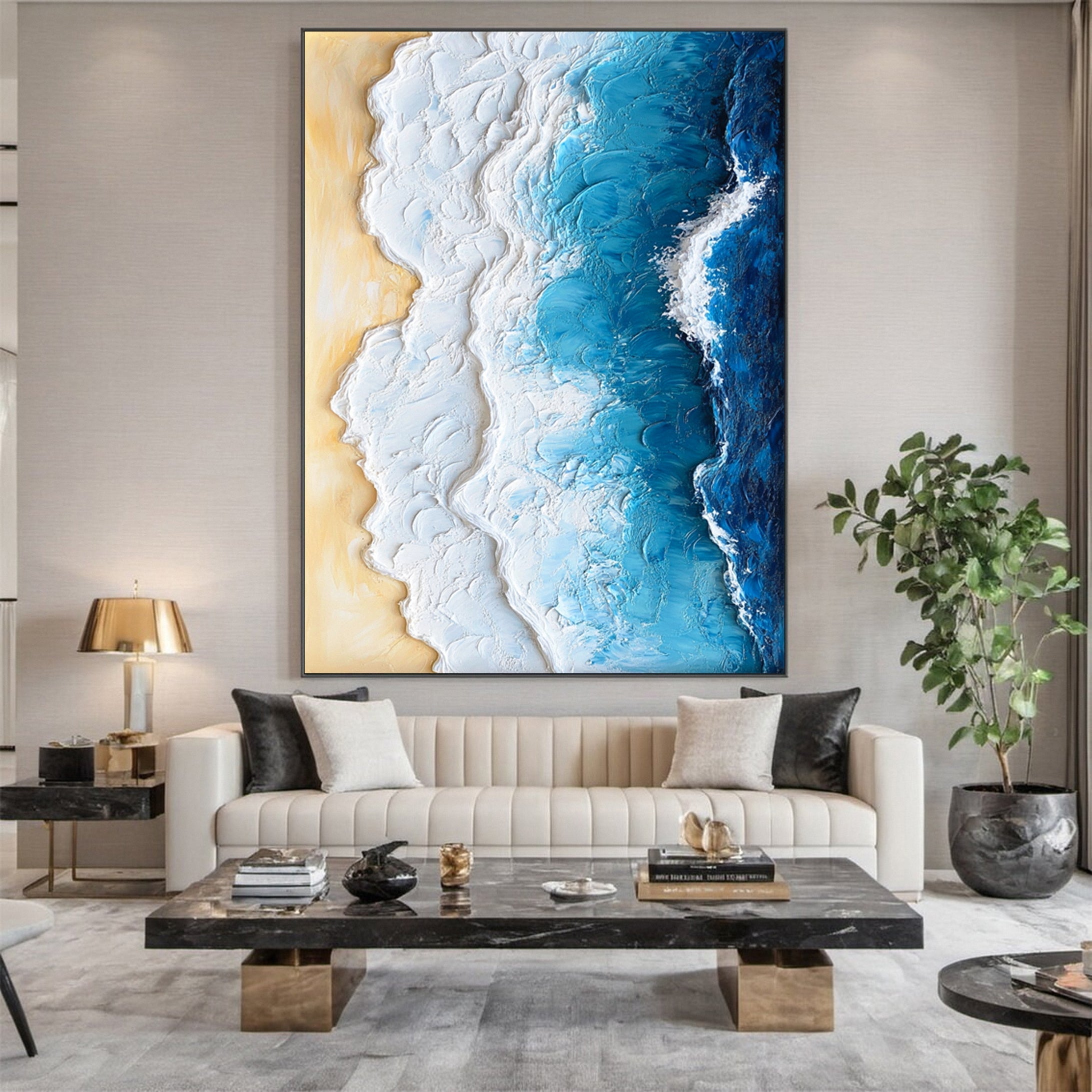 vipgallery Ocean Edge: Textured Coastal Painting