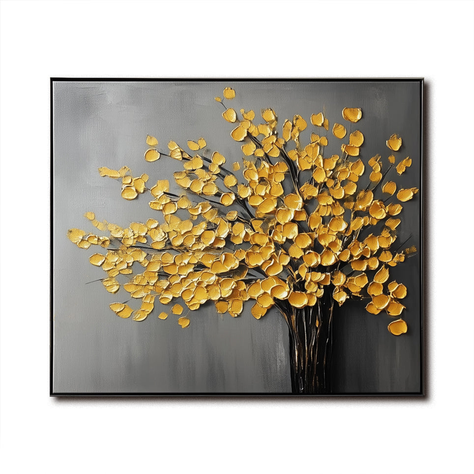 vipgallery Golden Leaves on Grey Canvas-wp241968