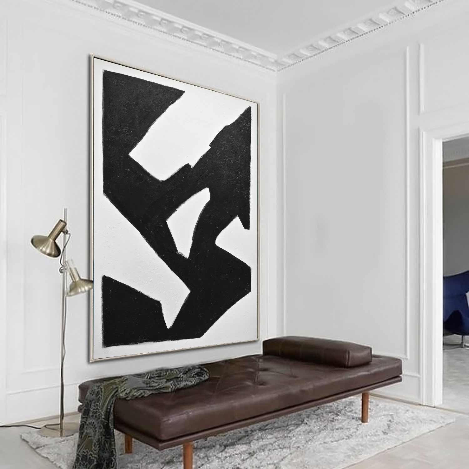 vipgallery Mid Century Black White Abstract Painting "Elevate"