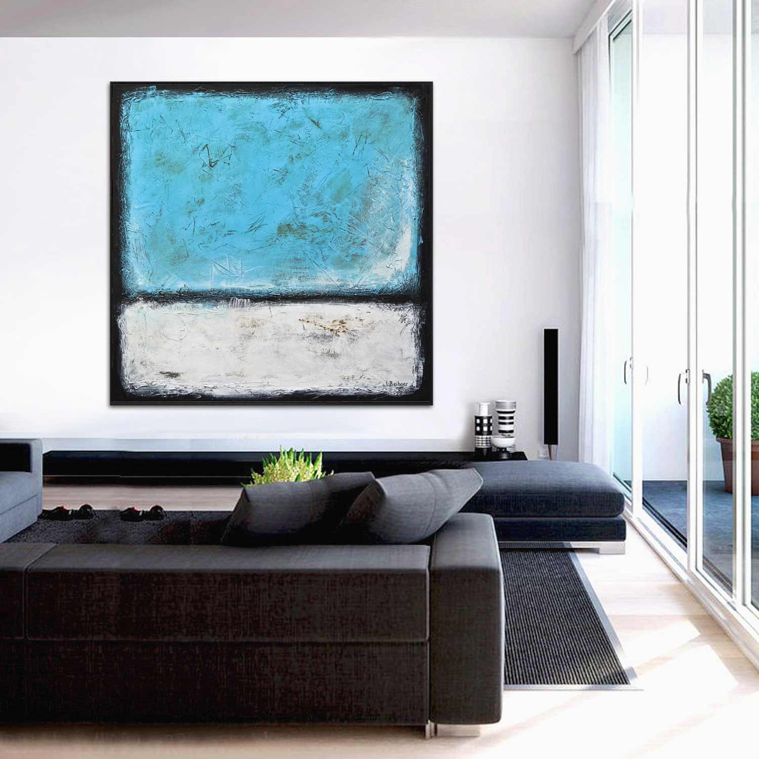 vipgallery White Blue Rothko Style Abstract "Decode"