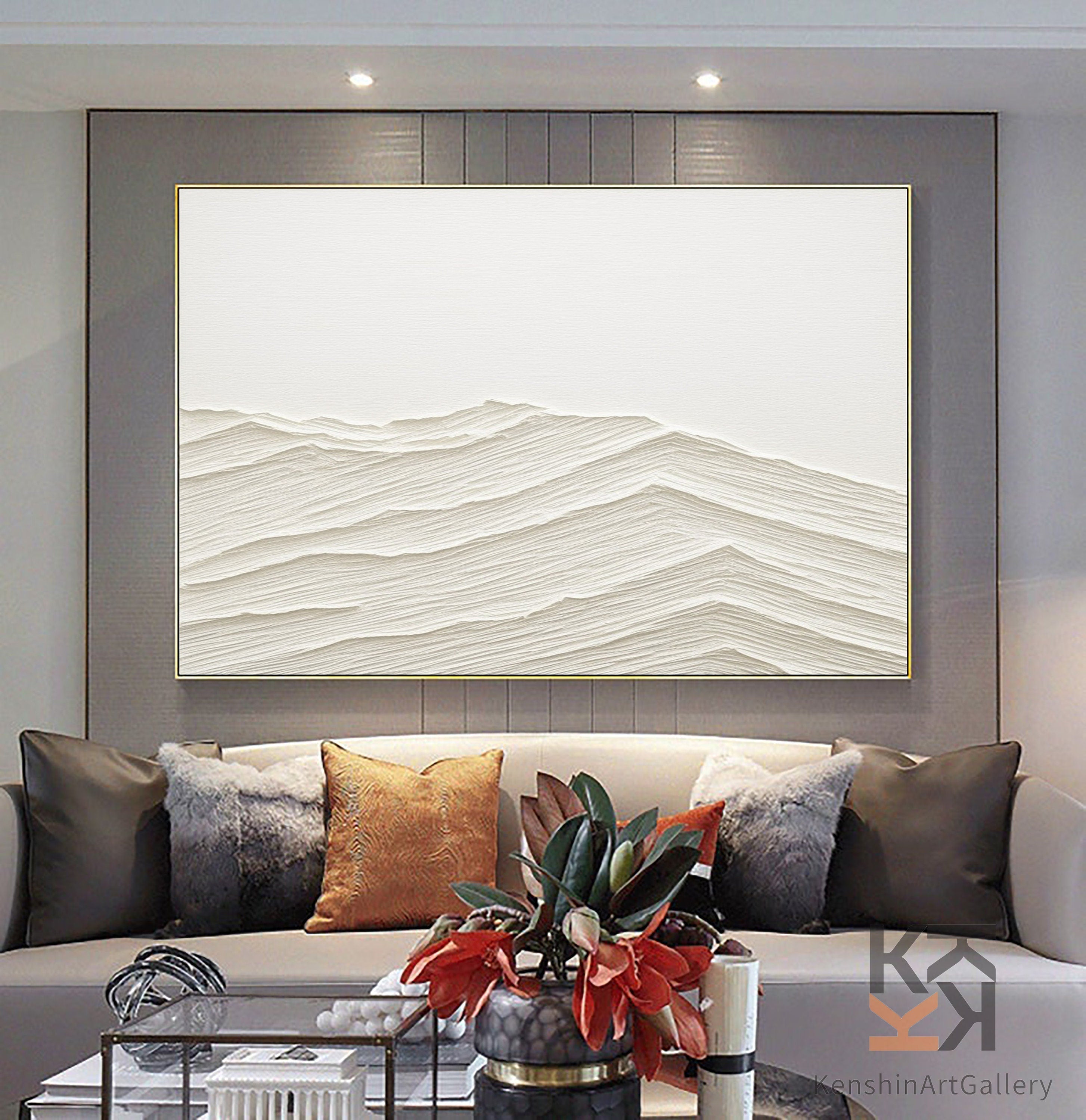 vipgallery White Minimalist Abstract Painting #CXA 012