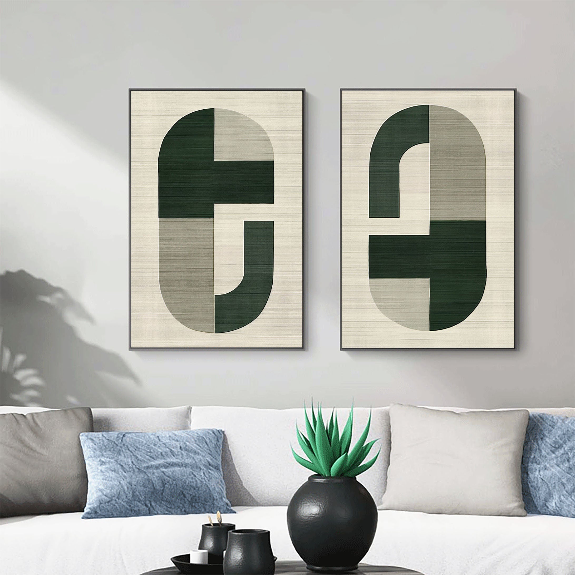vipgallery Blue & Green Abstract Painting Set Of 2#CXA 002