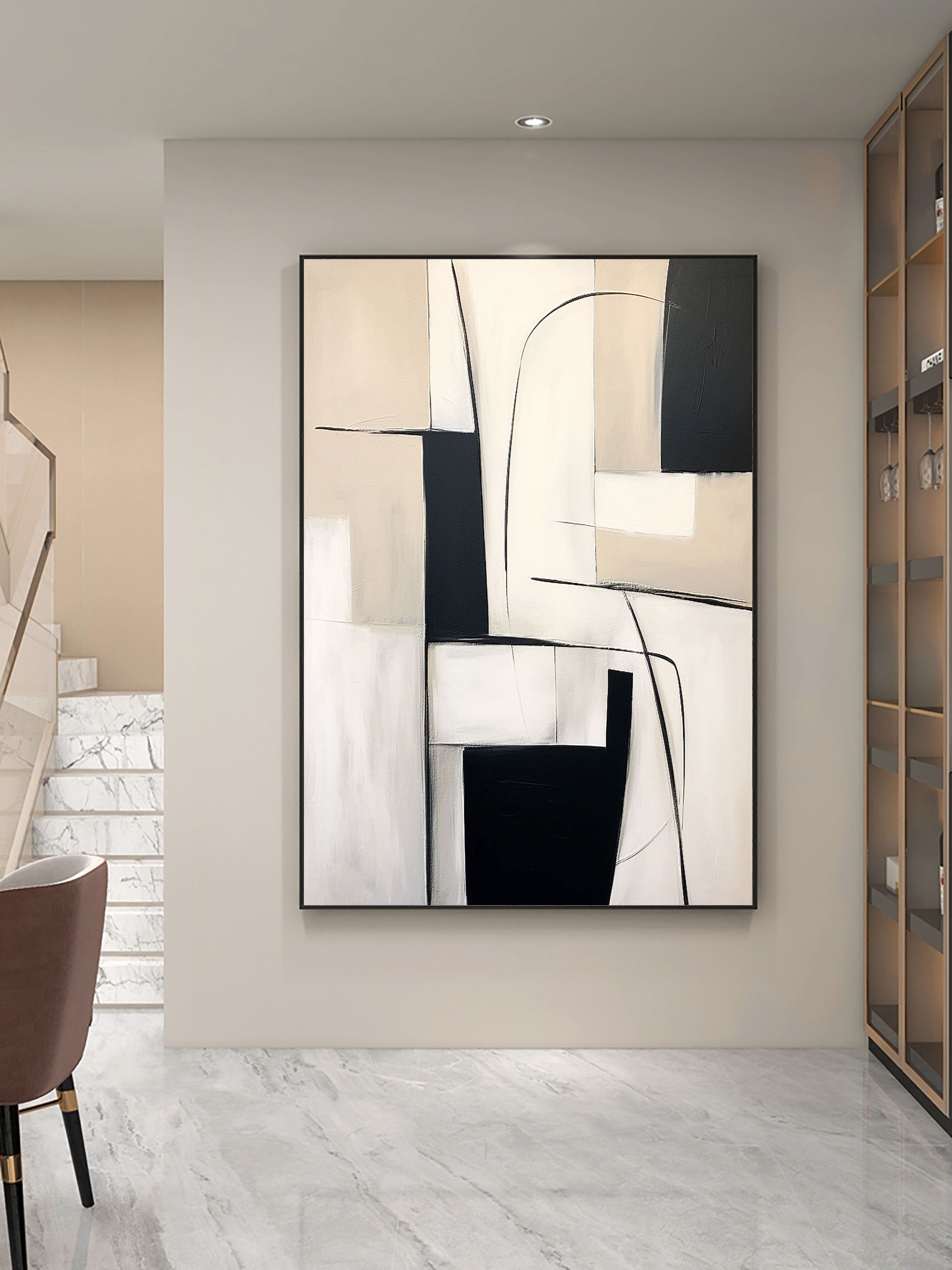 vipgallery Black & White Abstract Painting #CXA 017