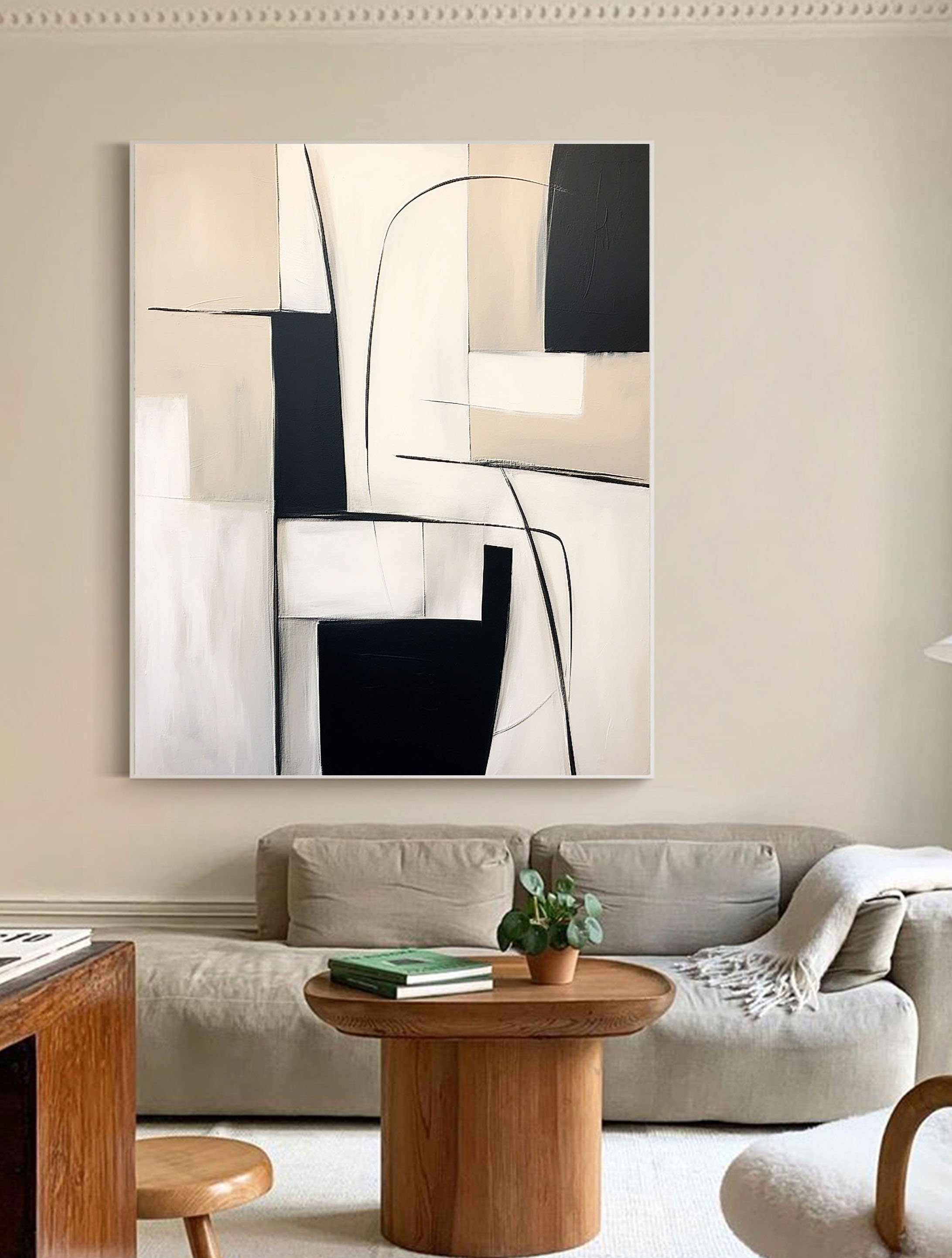 vipgallery Black & White Abstract Painting #CXA 017