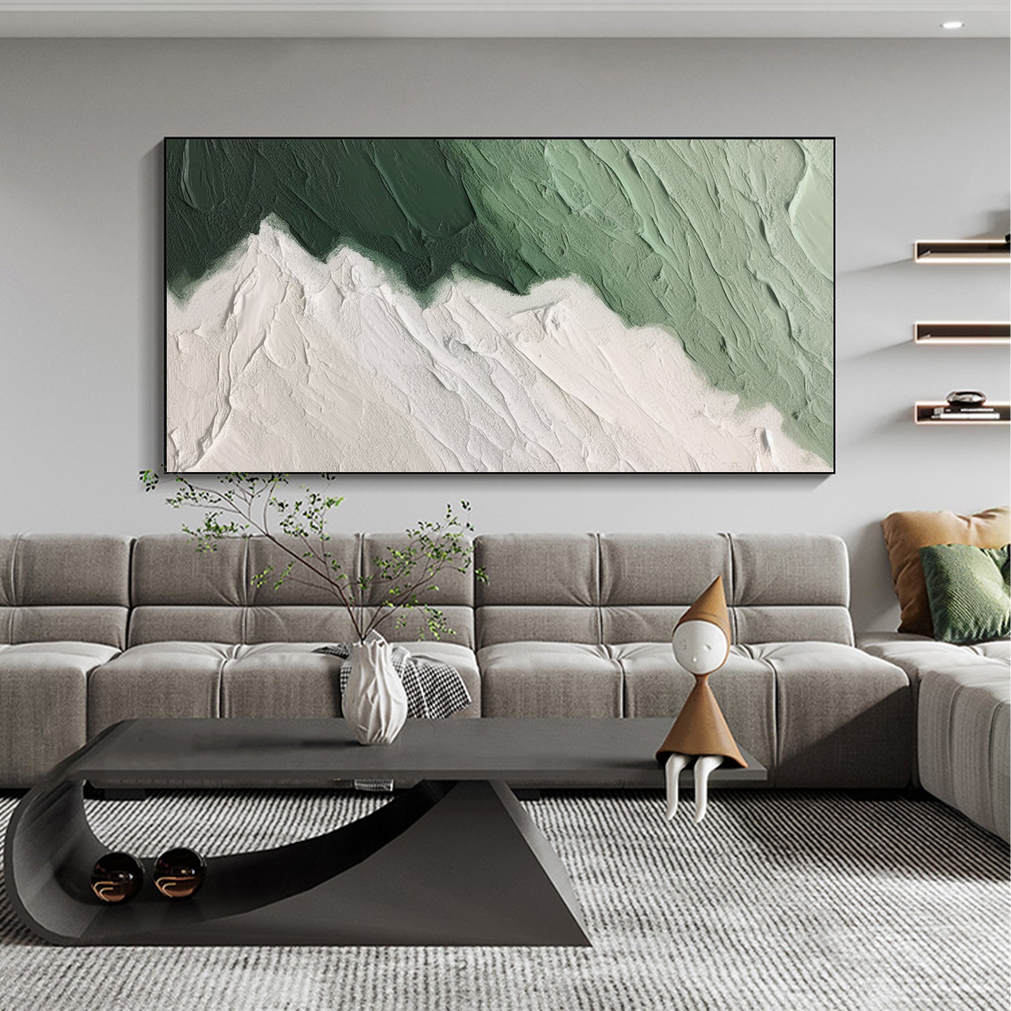 vipgallery Blue & Green Minimalist Abstract Painting #BGM 005