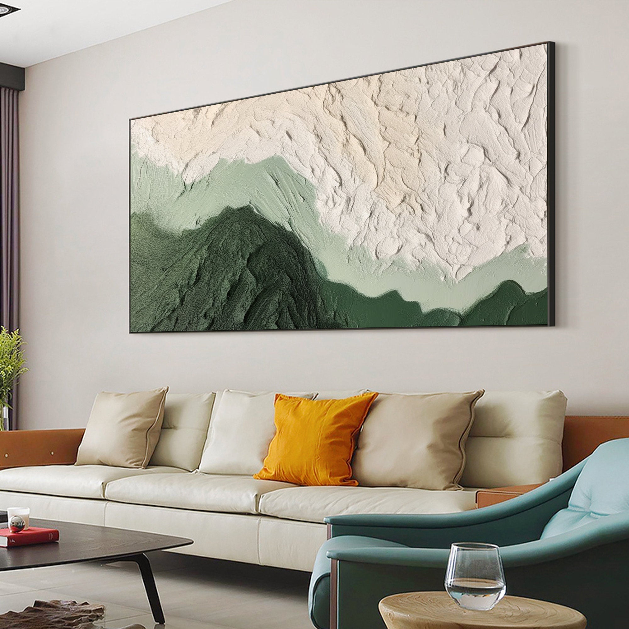 vipgallery Blue & Green Minimalist Abstract Painting #BGM 008