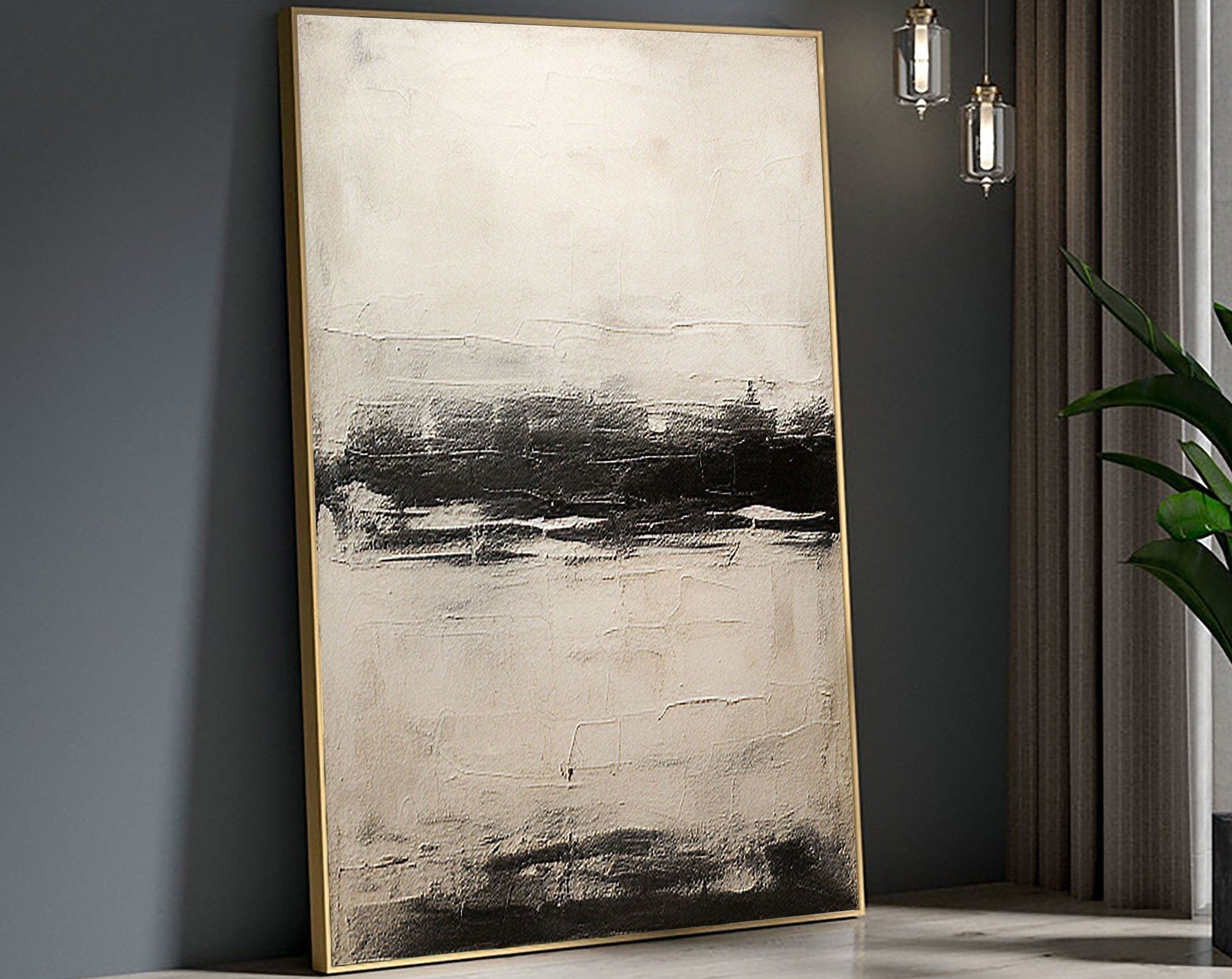 vipgallery Black & White Abstract Painting #CXA 014