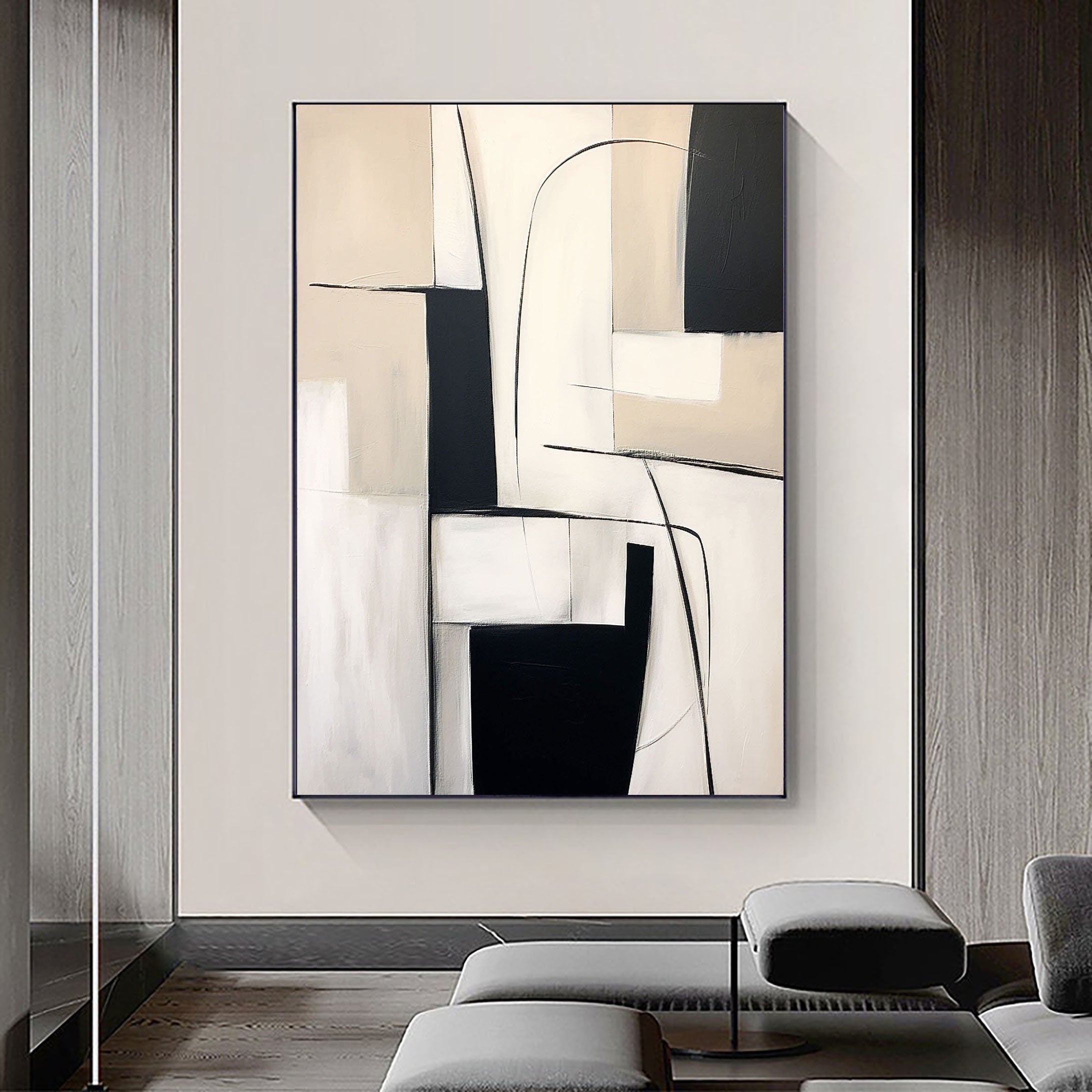 vipgallery Black & White Abstract Painting #CXA 017