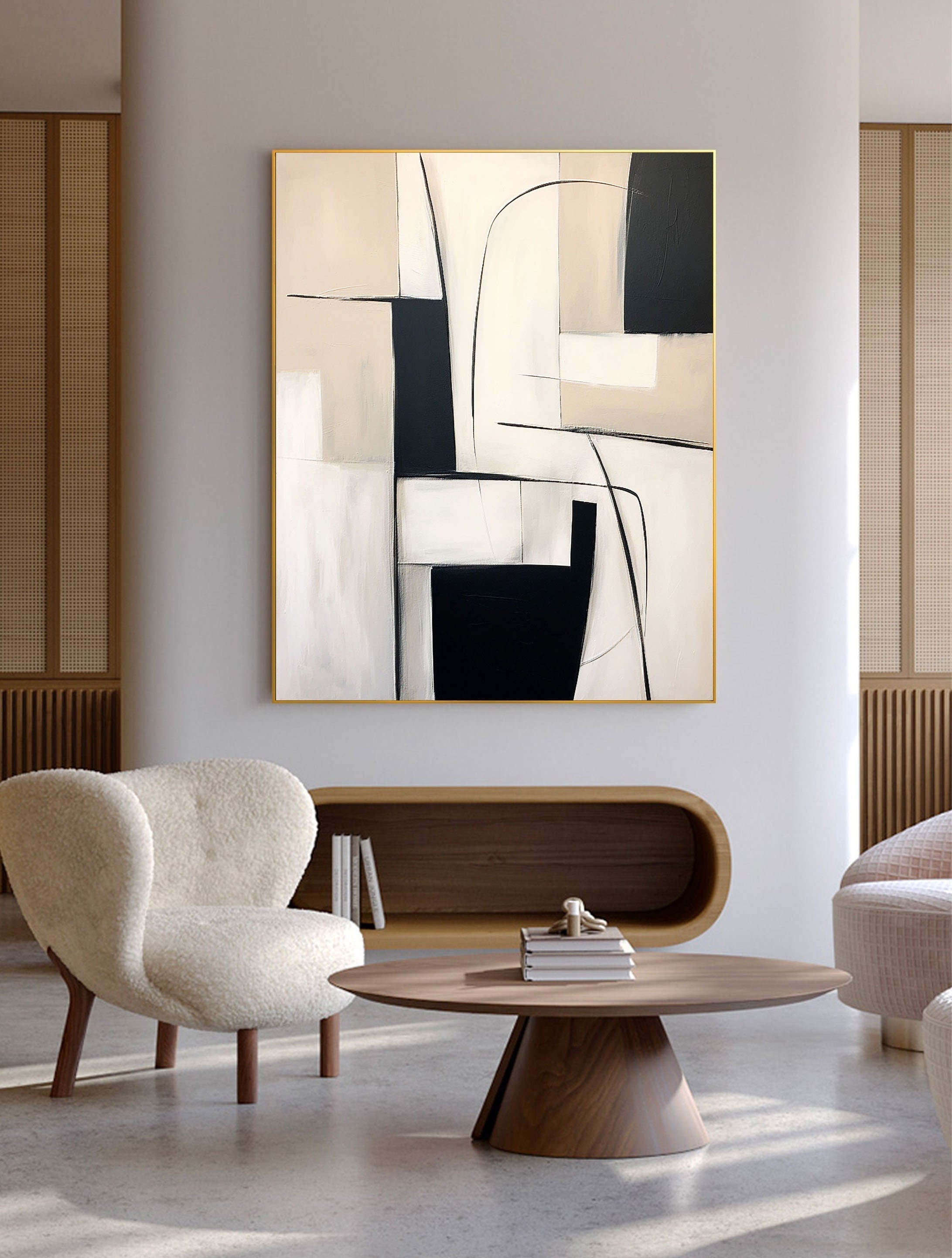 vipgallery Black & White Abstract Painting #CXA 017