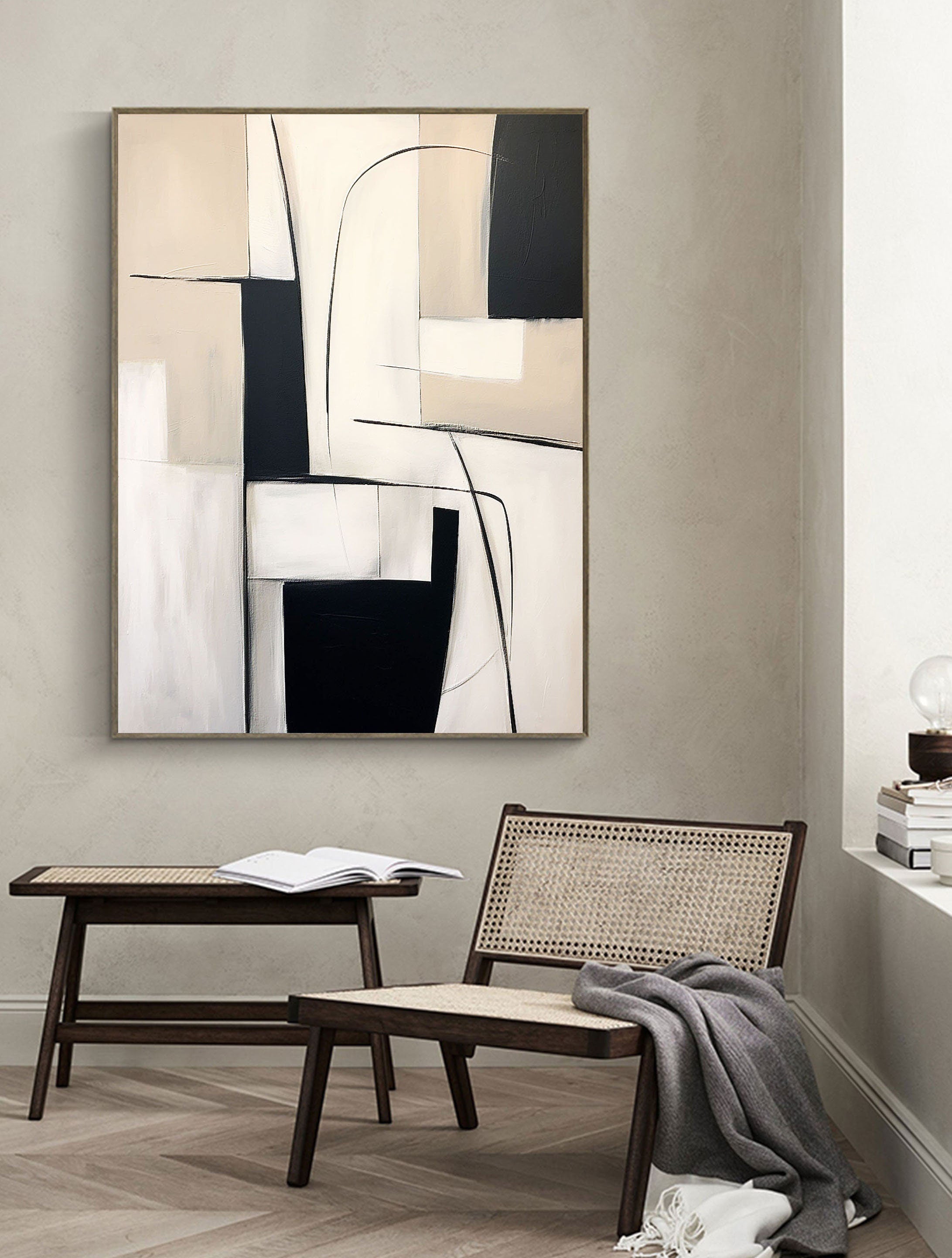 vipgallery Black & White Abstract Painting #CXA 017