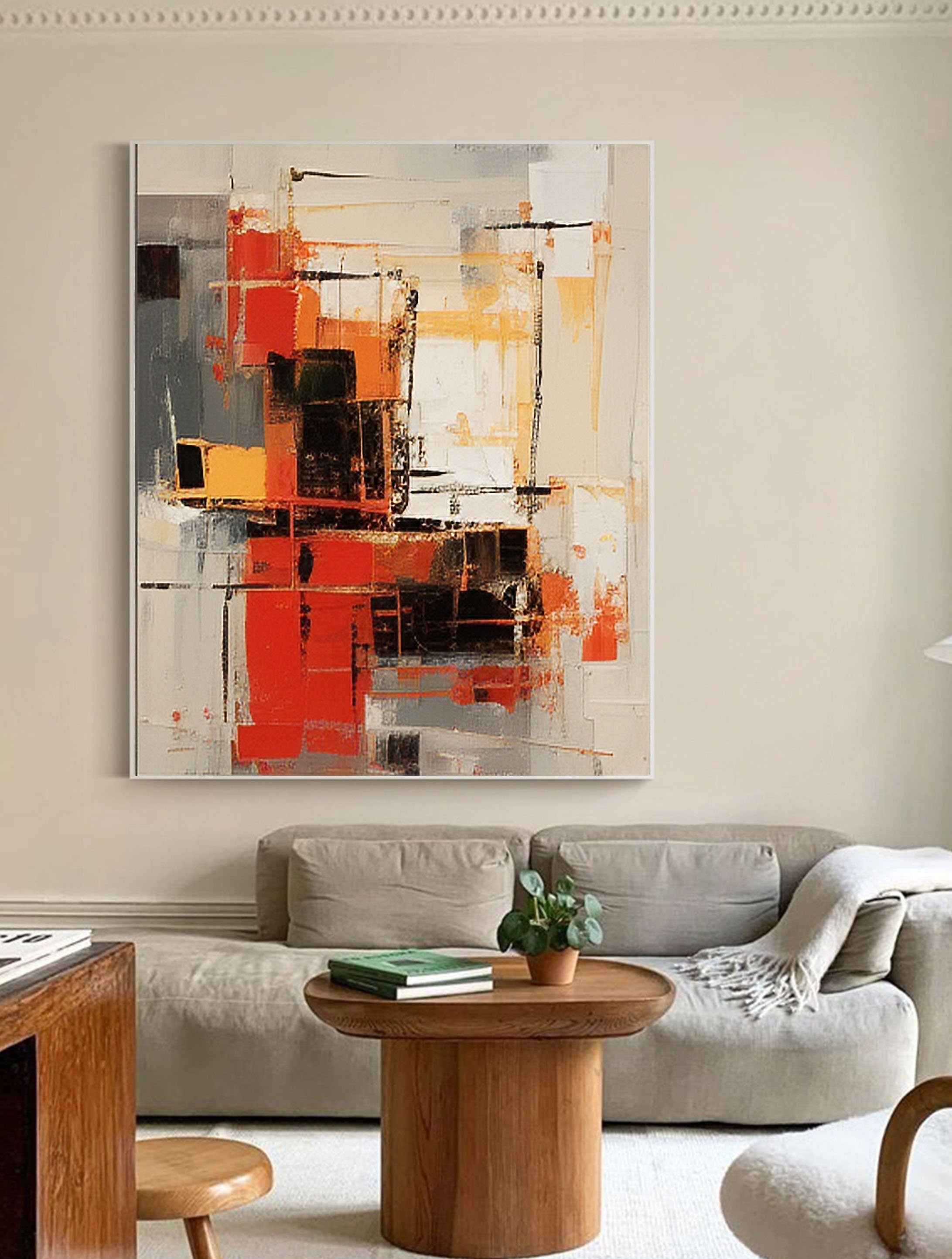vipgallery Beige & Brown Abstract Painting #CXA 007