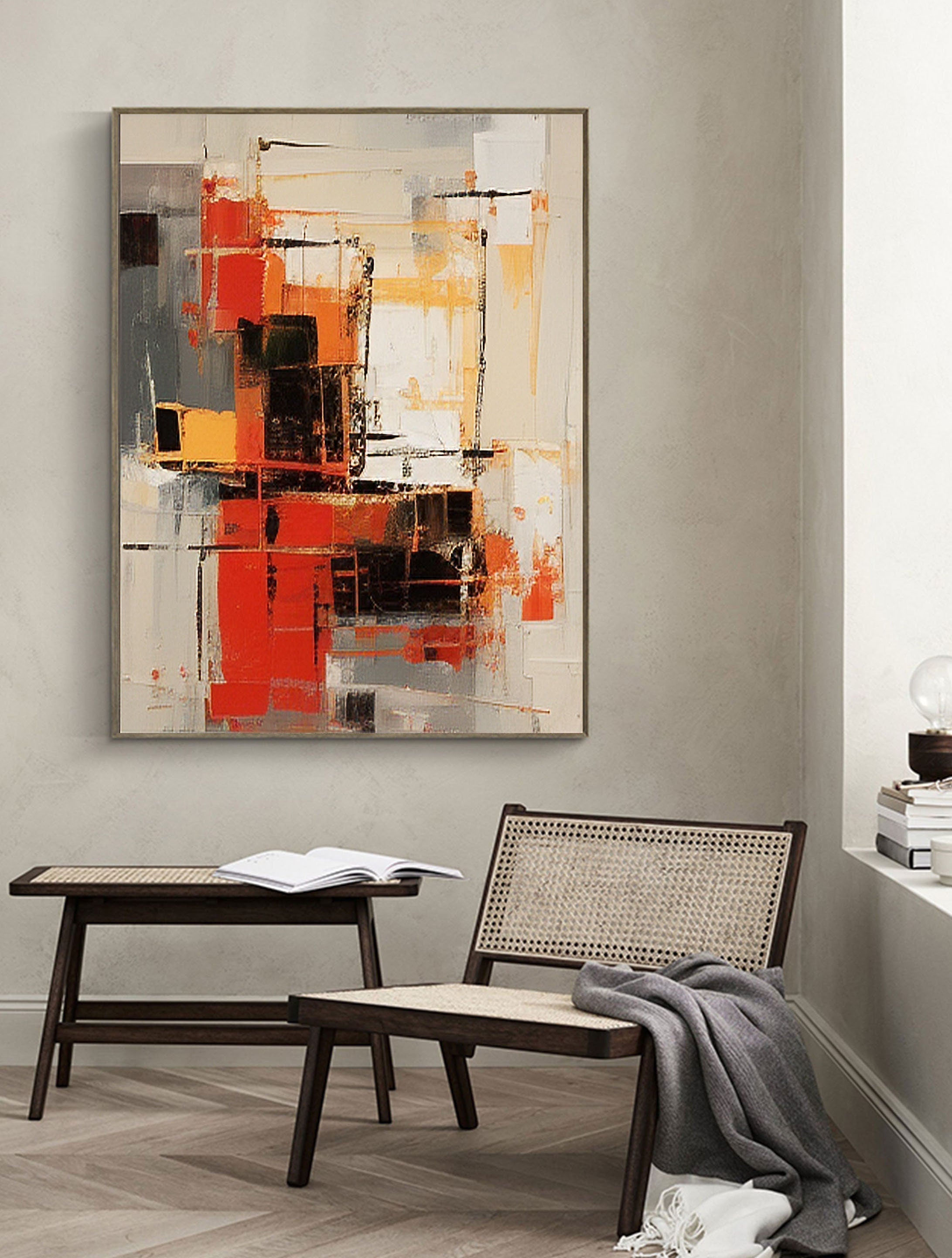 vipgallery Beige & Brown Abstract Painting #CXA 007