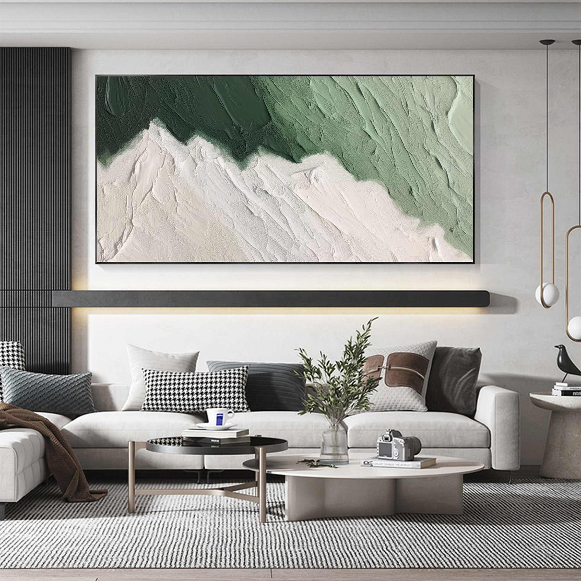 vipgallery Blue & Green Minimalist Abstract Painting #BGM 005