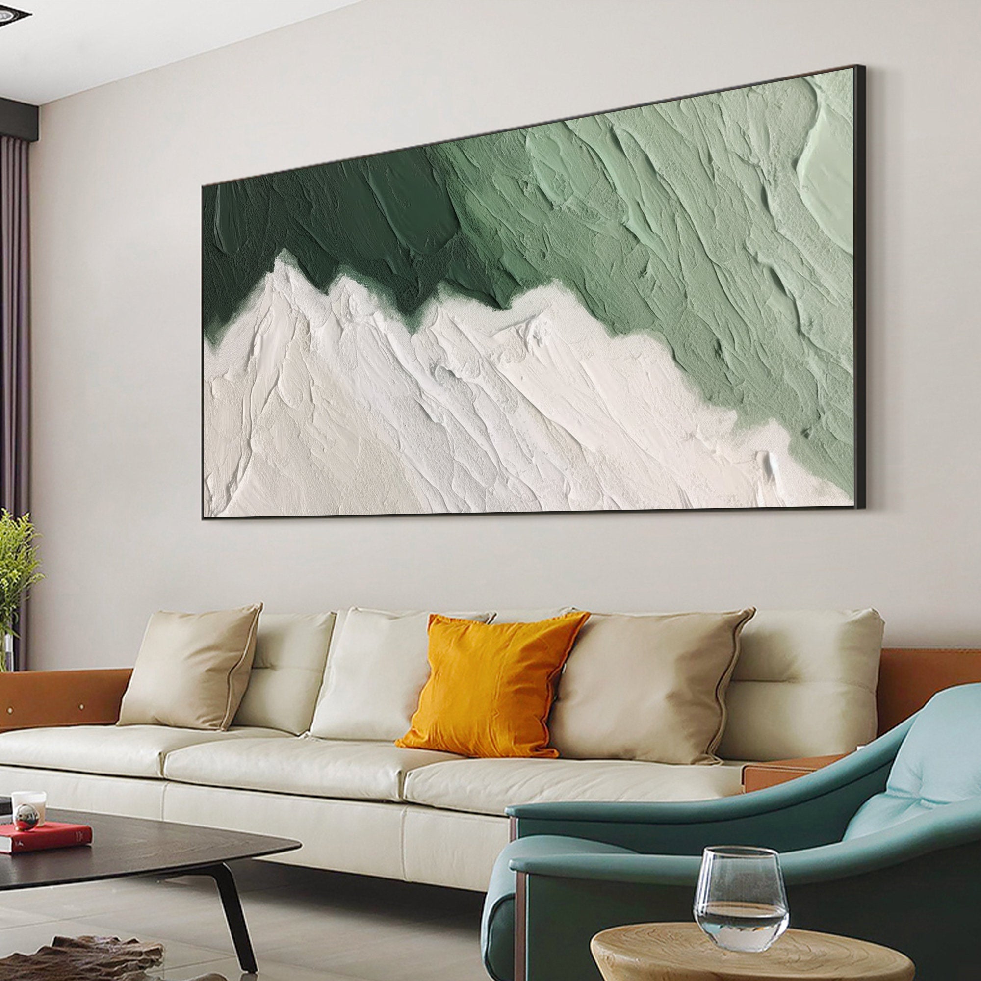 vipgallery Blue & Green Minimalist Abstract Painting #BGM 005