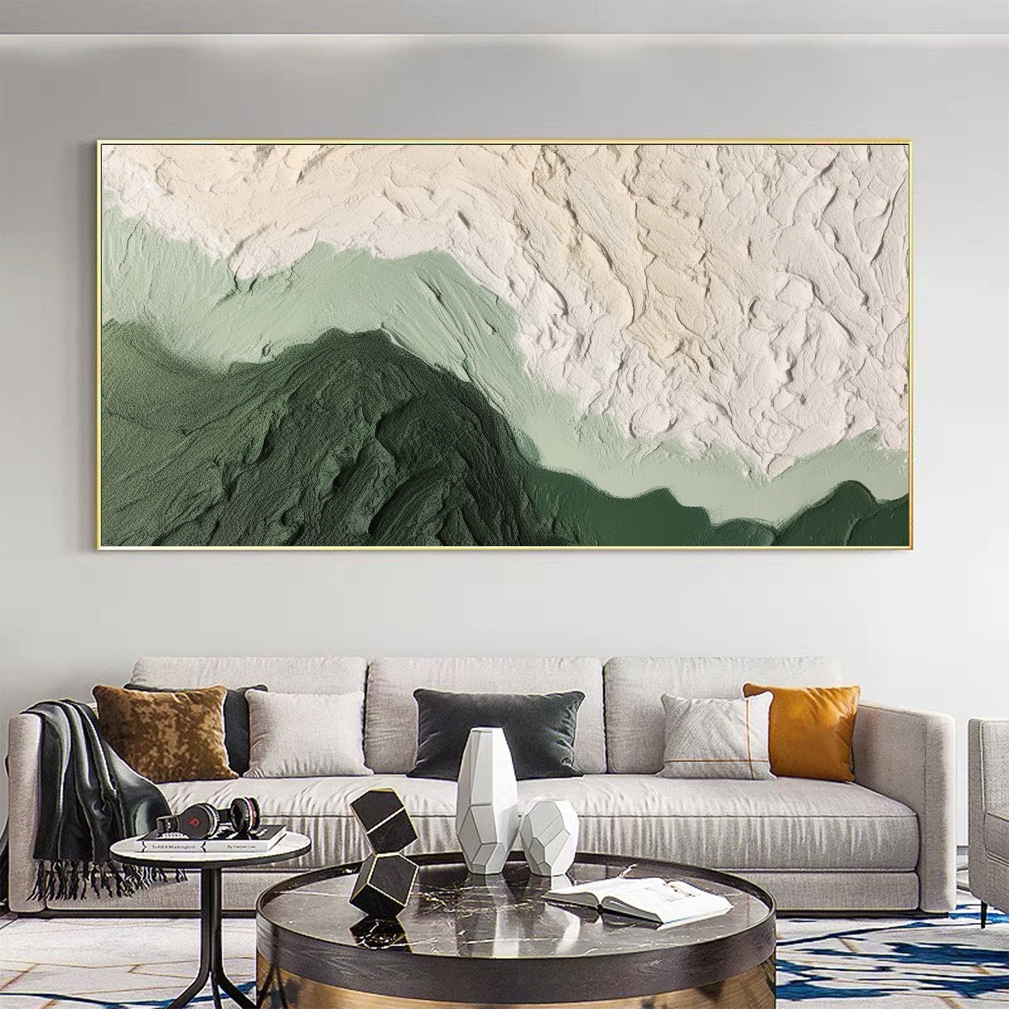 vipgallery Blue & Green Minimalist Abstract Painting #BGM 008