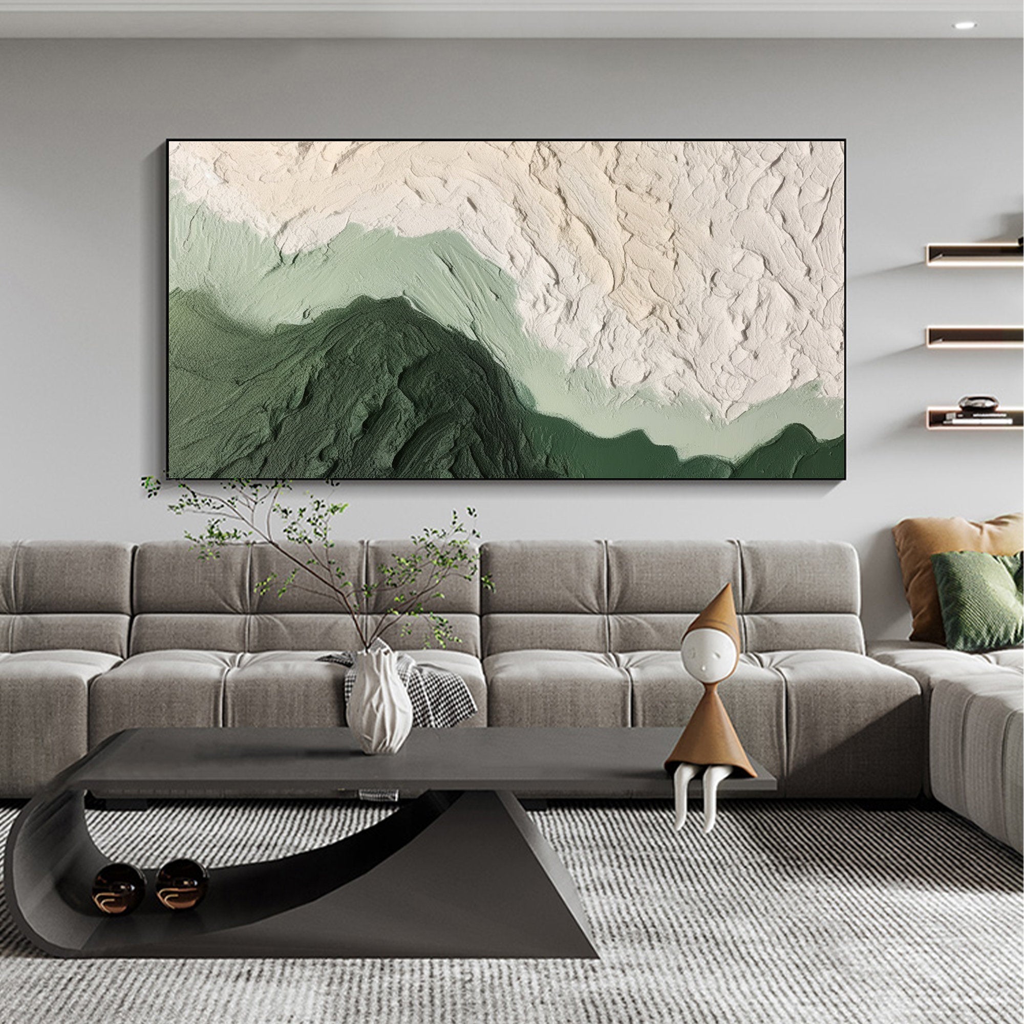vipgallery Blue & Green Minimalist Abstract Painting #BGM 008