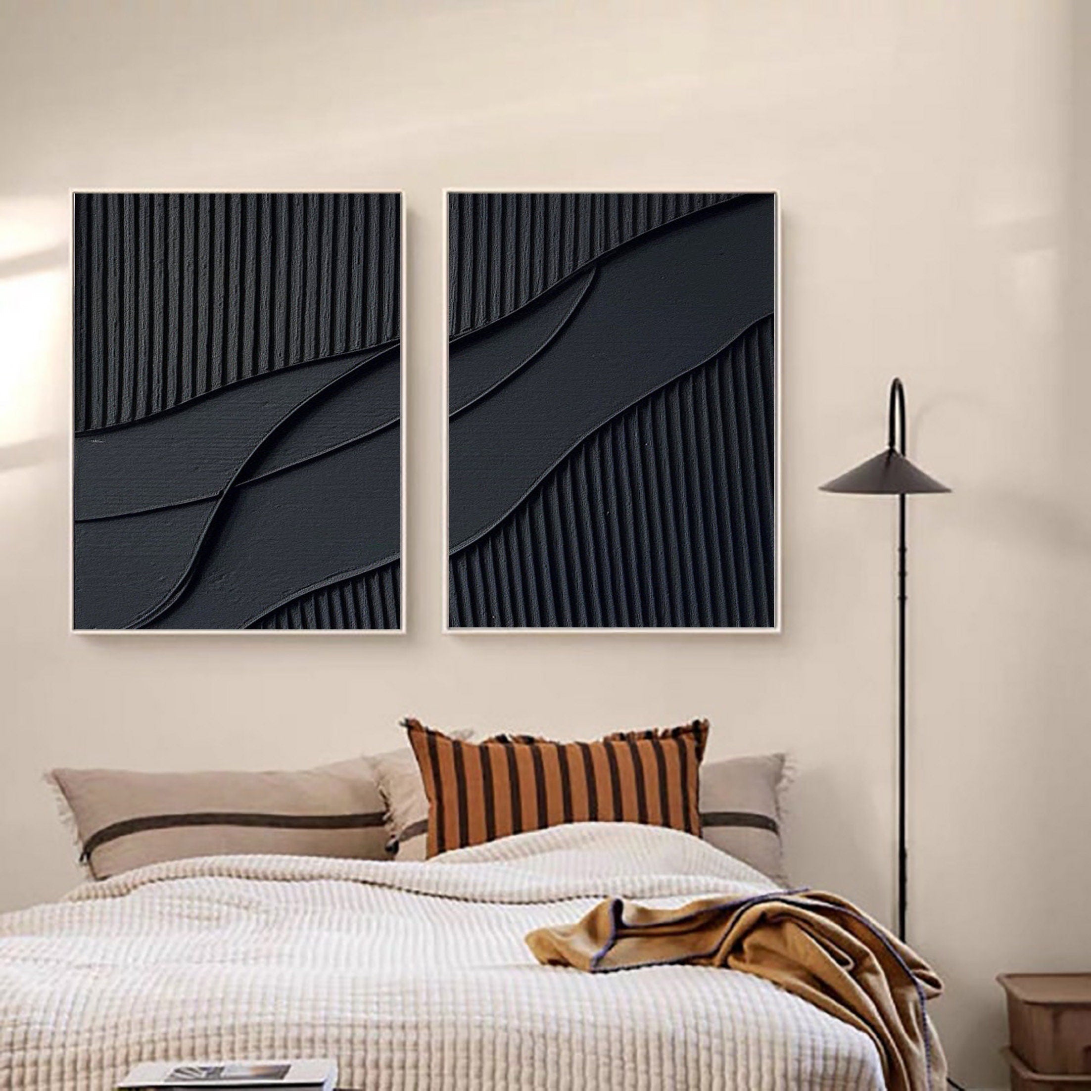vipgallery Black Abstract Painting SET OF 2 #CXA 007