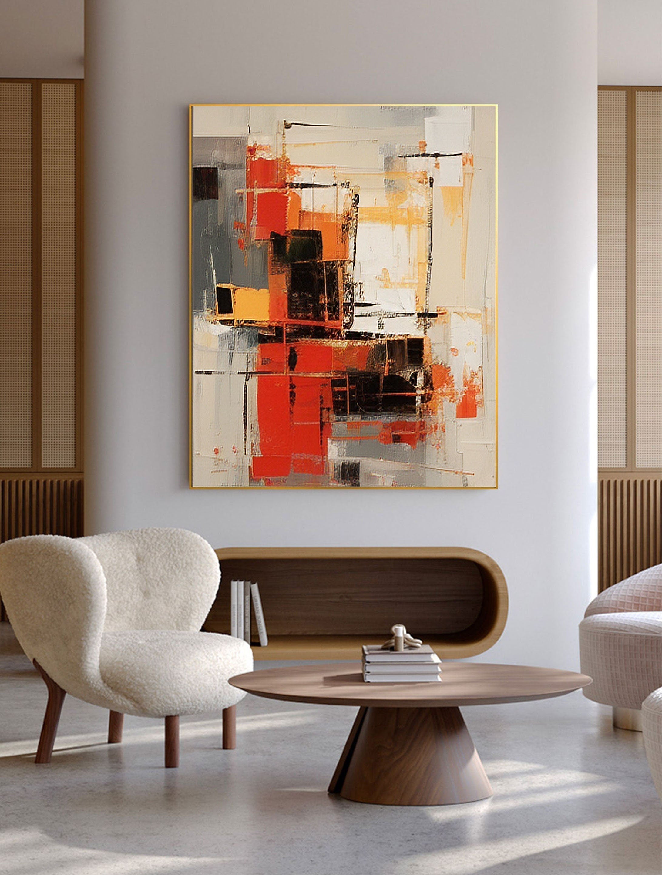 vipgallery Beige & Brown Abstract Painting #CXA 007