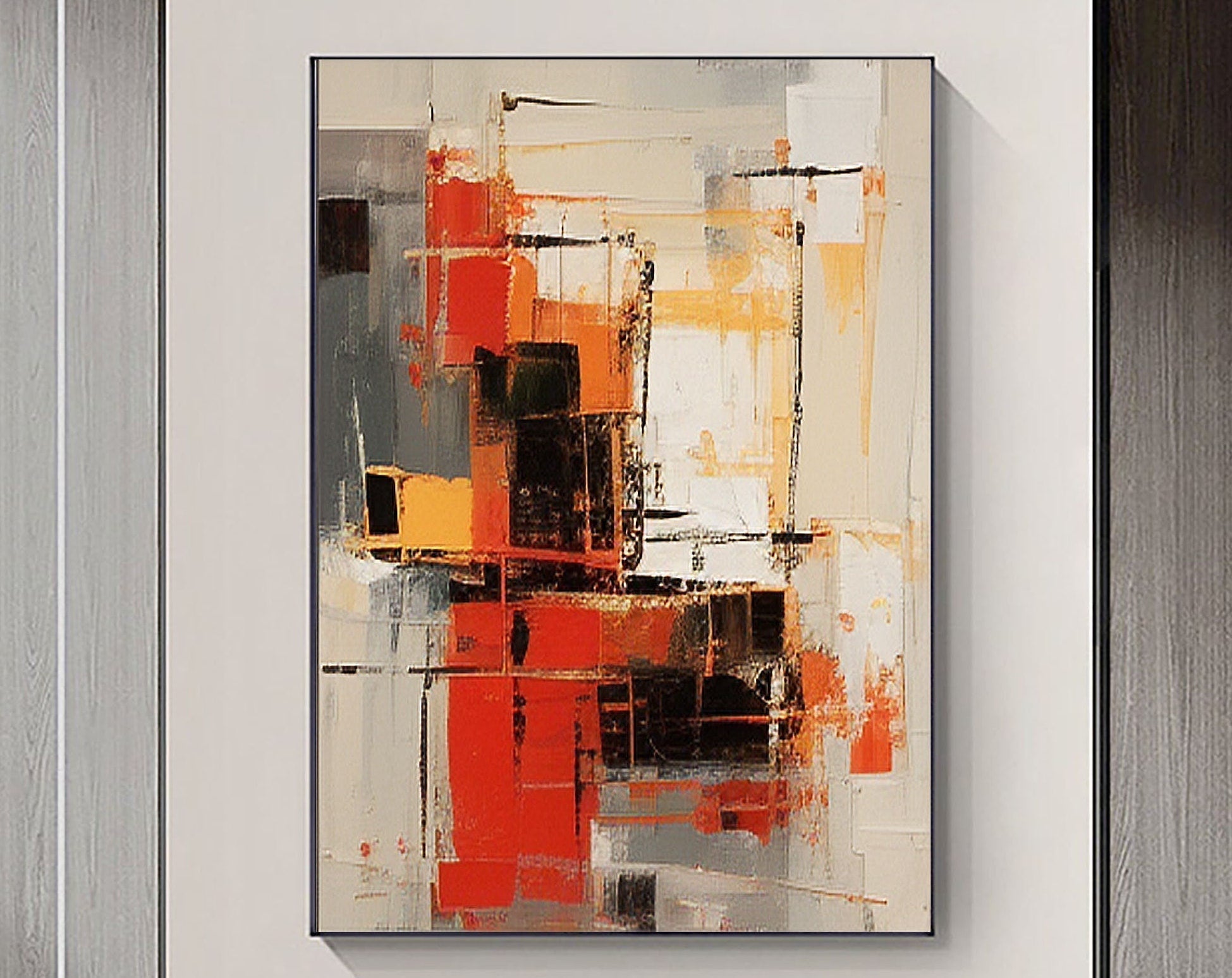 vipgallery Beige & Brown Abstract Painting #CXA 007