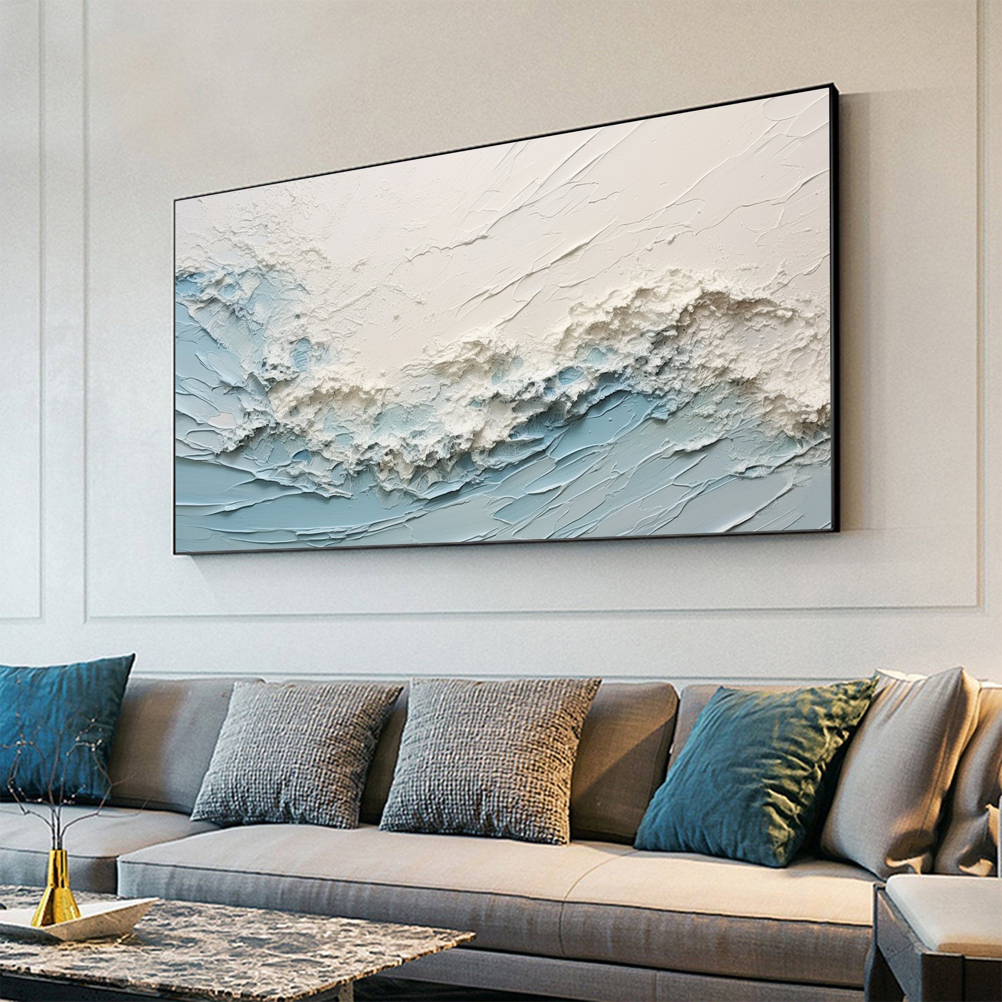 vipgallery Blue & Green Minimalist Abstract Painting #BGM 003