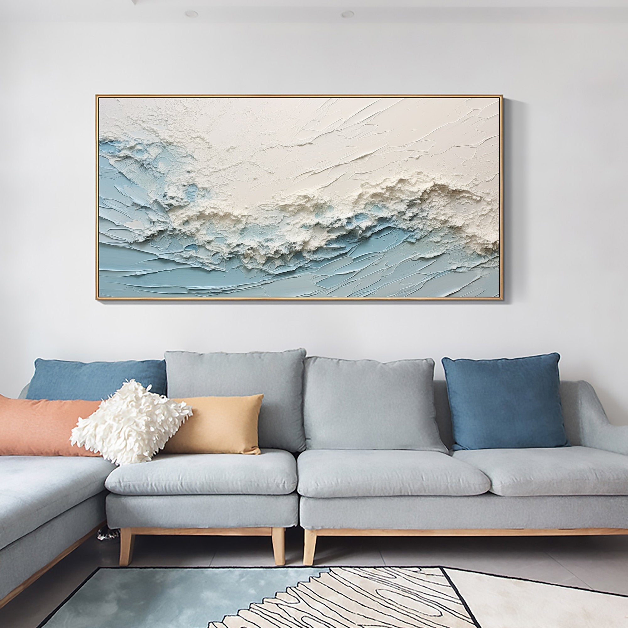 vipgallery Blue & Green Minimalist Abstract Painting #BGM 003