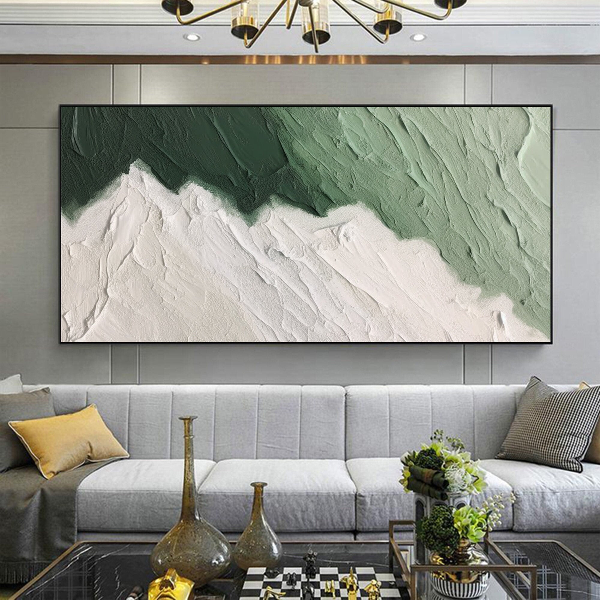 vipgallery Blue & Green Minimalist Abstract Painting #BGM 005