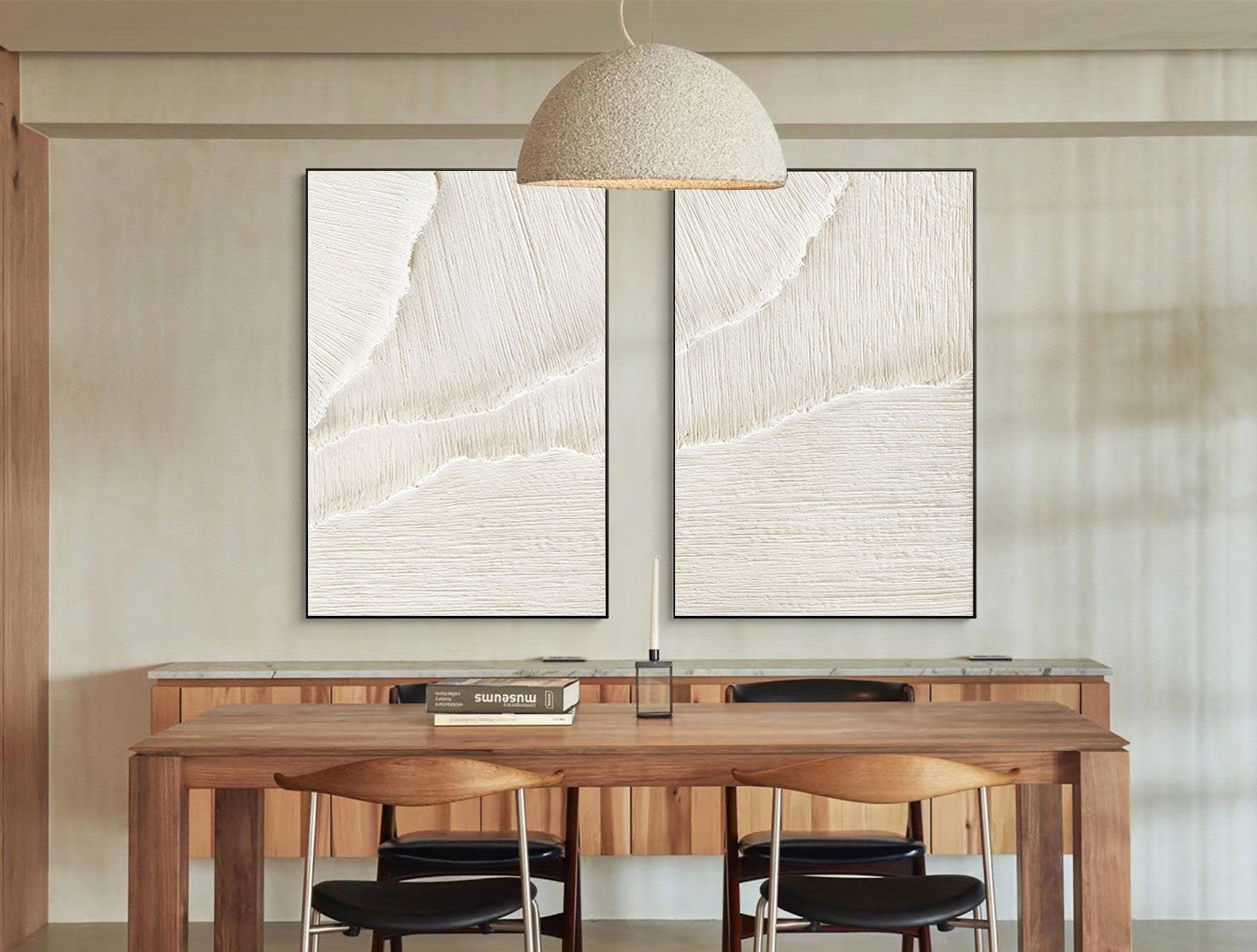 vipgallery White Beige Minimalist Abstract Painting SET OF 2 #AVG 028