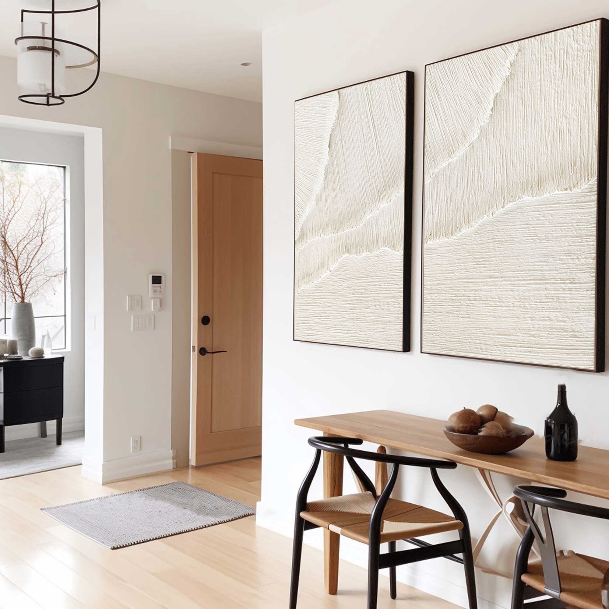 vipgallery White Beige Minimalist Abstract Painting SET OF 2 #AVG 028