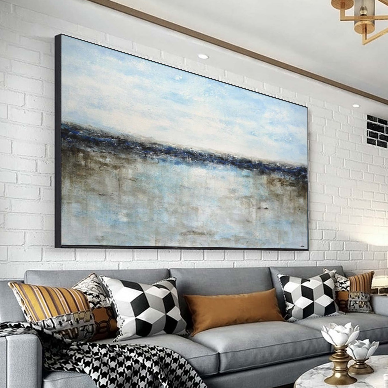 vipgallery Seashore Blue Oil Painting Seaside Wall Art "Homecoming"