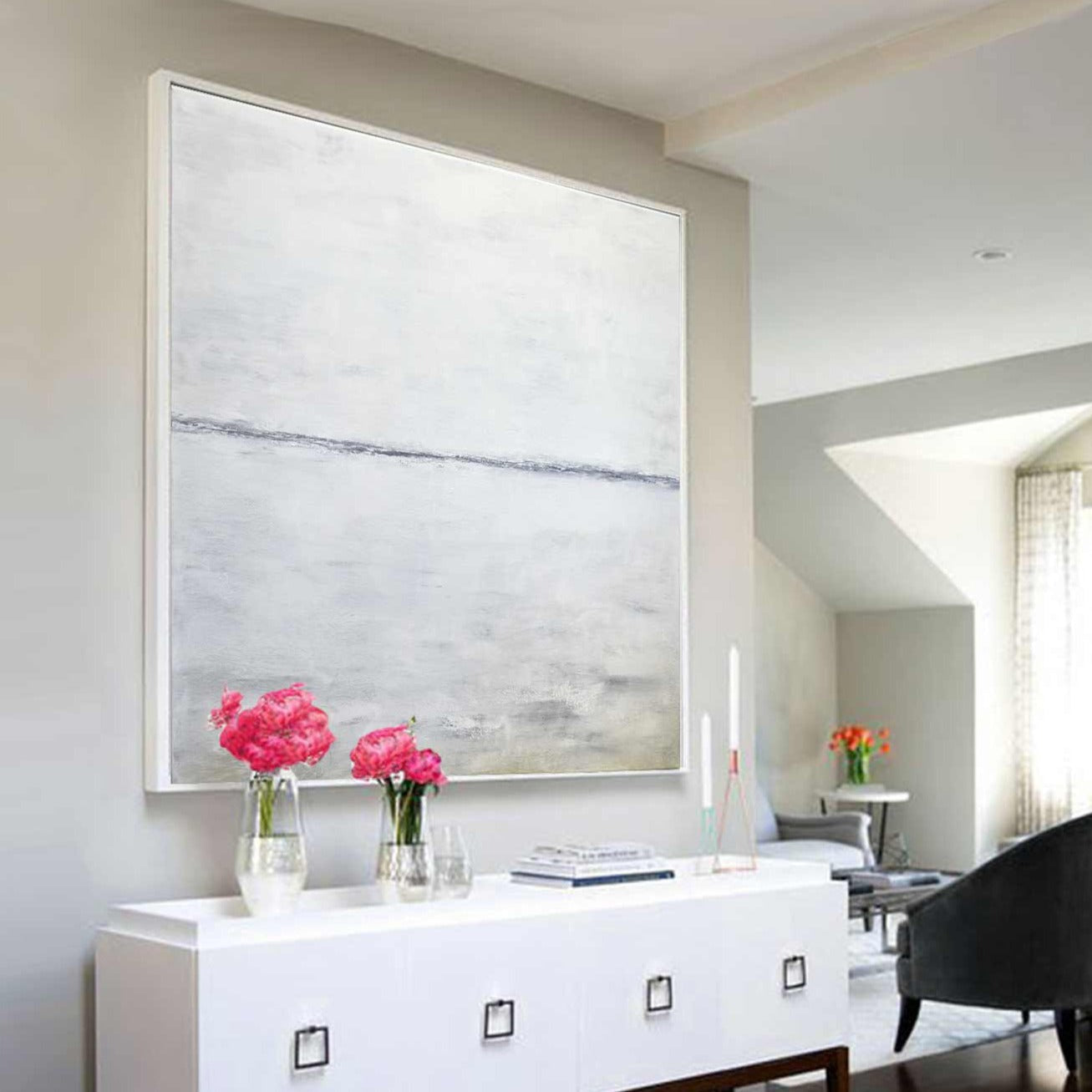 vipgallery Easy Minimalist White Painting Landscape Art "Indecision"
