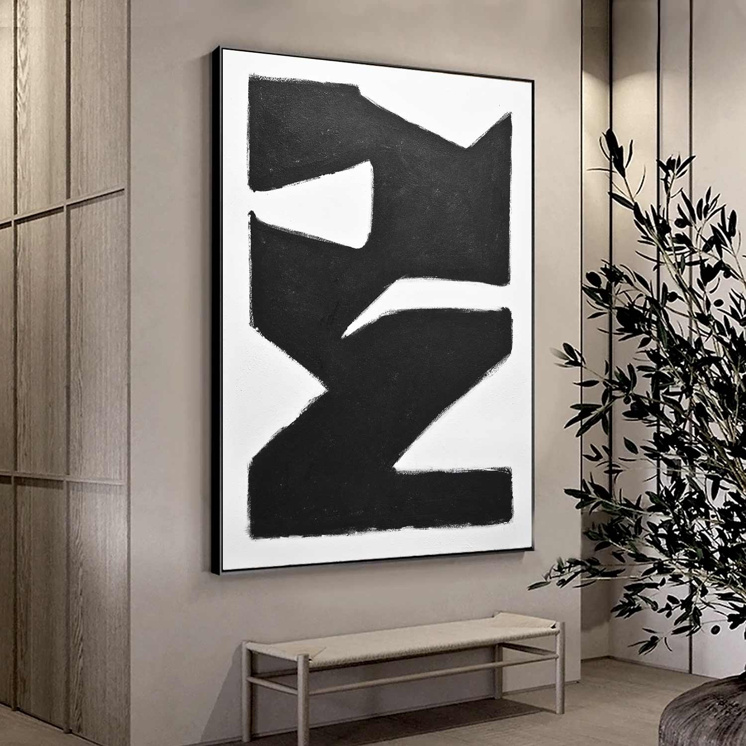 vipgallery Black White 1950's Vintage Abstract Painting "City Block"