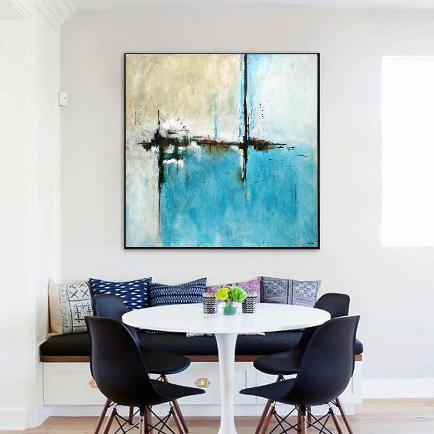 vipgallery Turquoise Original Abstract Large Painting "Daydreamer"