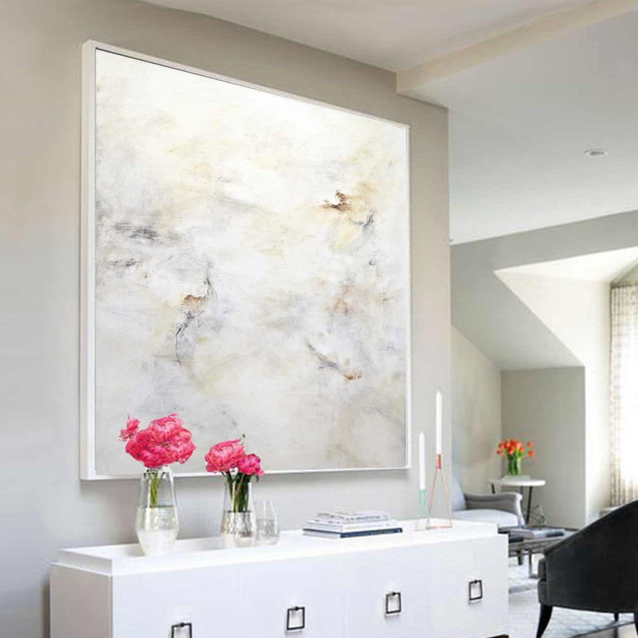 vipgallery Uncluttered Minimal Neutrals Abstract Painting Beige "Come Around"