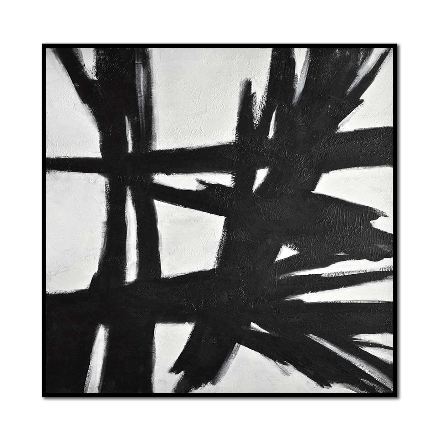 vipgallery Franz Kline Style 50's Retro Painting Black White On Canvas "Reaching Out"