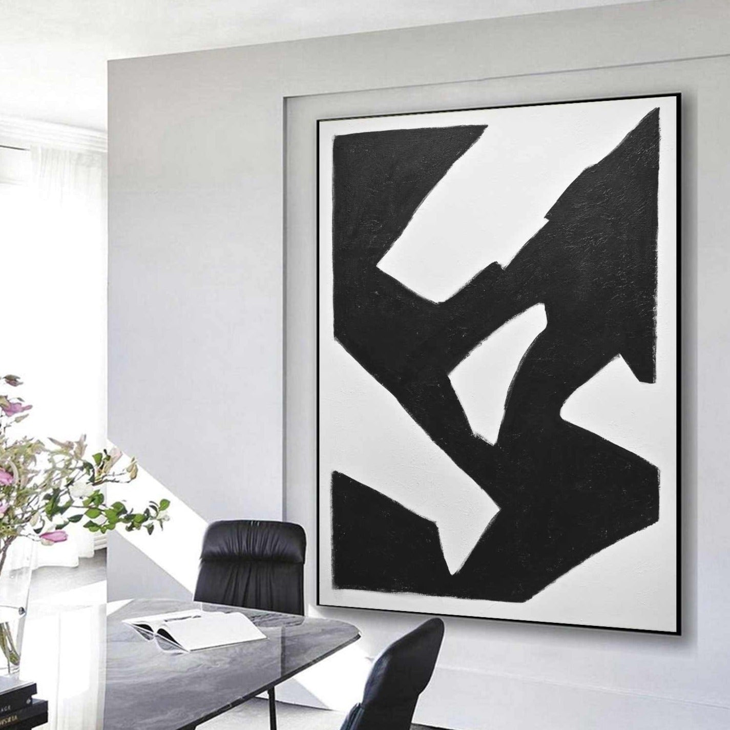 vipgallery Mid Century Black White Abstract Painting "Elevate"