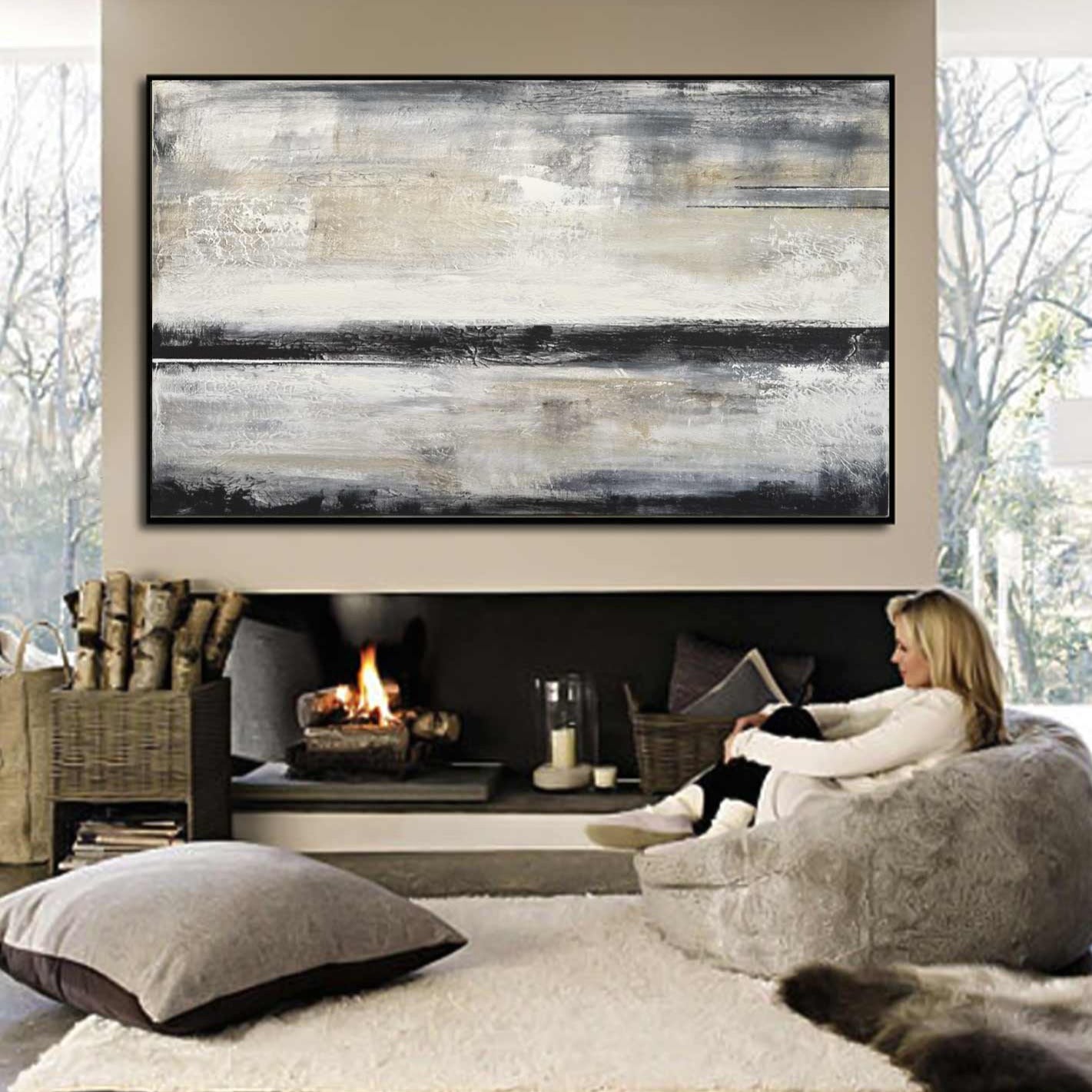 vipgallery Suede Contemporary Abstract Artisan Painting "Daydream"