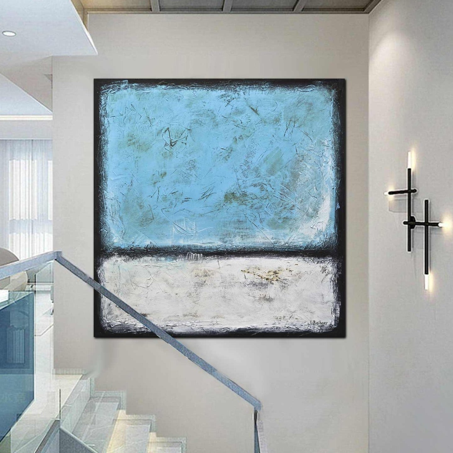 vipgallery White Blue Rothko Style Abstract "Decode"