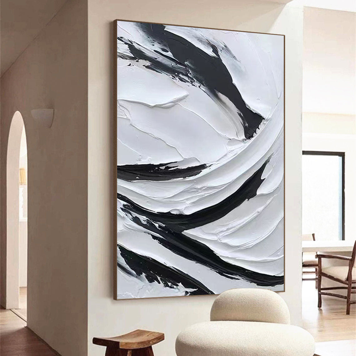 Black & White Abstract Painting #CXA 035