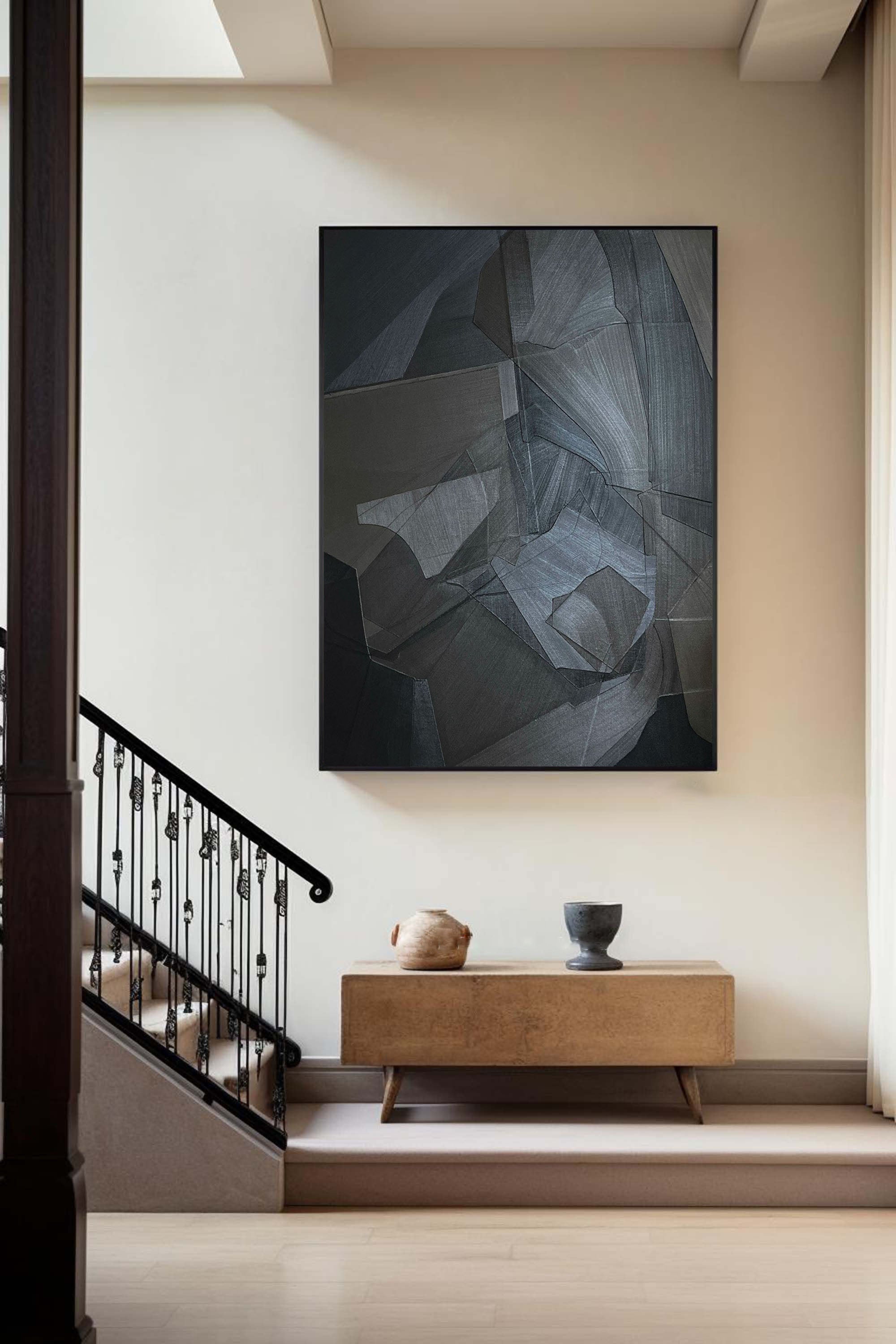 Black & White Abstract Painting #CXA 015