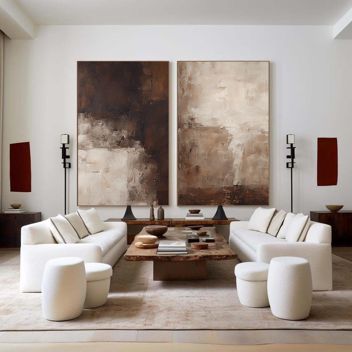 vipgallery Beige & Brown Minimalist Painting Set Of 2 #BBS 003