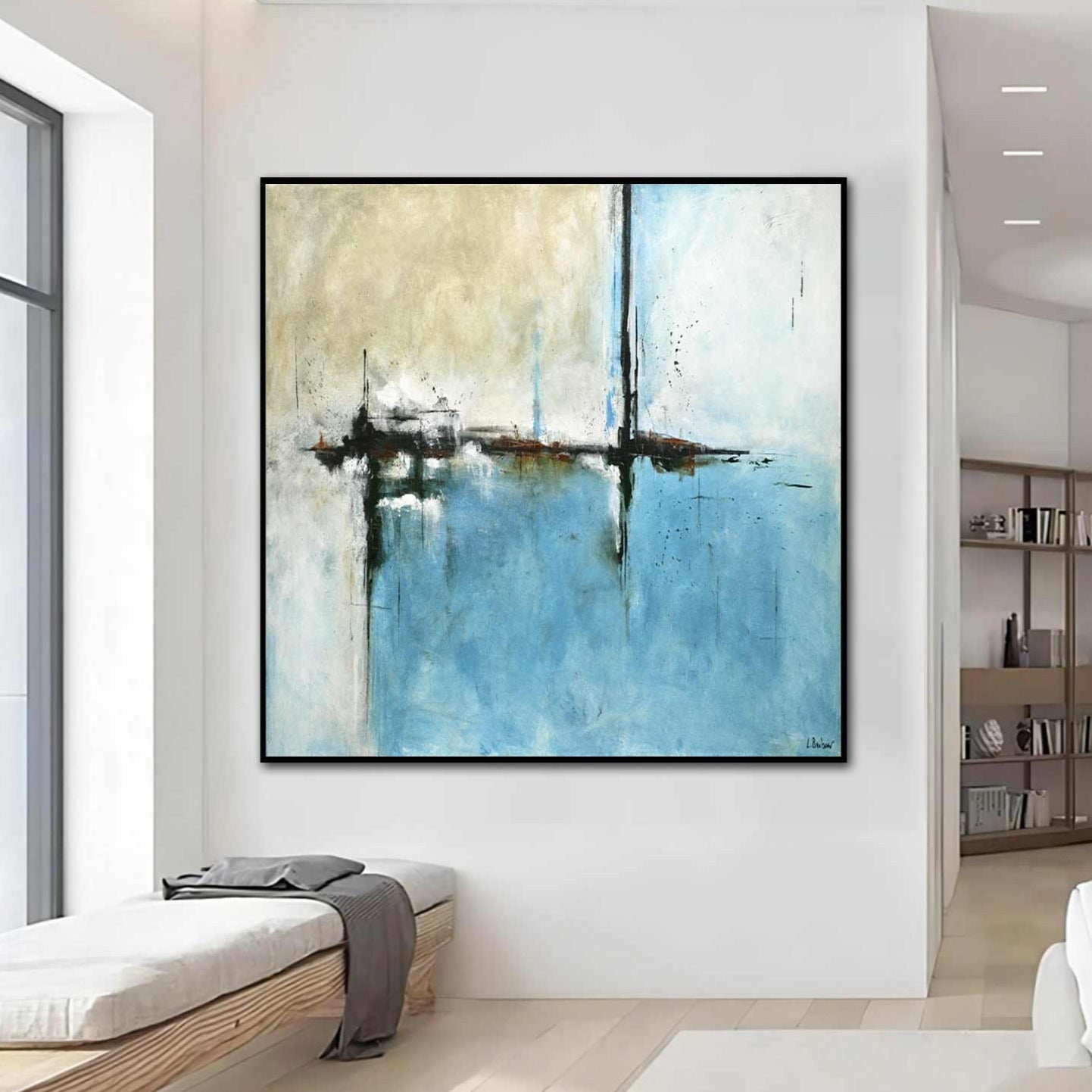 vipgallery Turquoise Original Abstract Large Painting "Daydreamer"